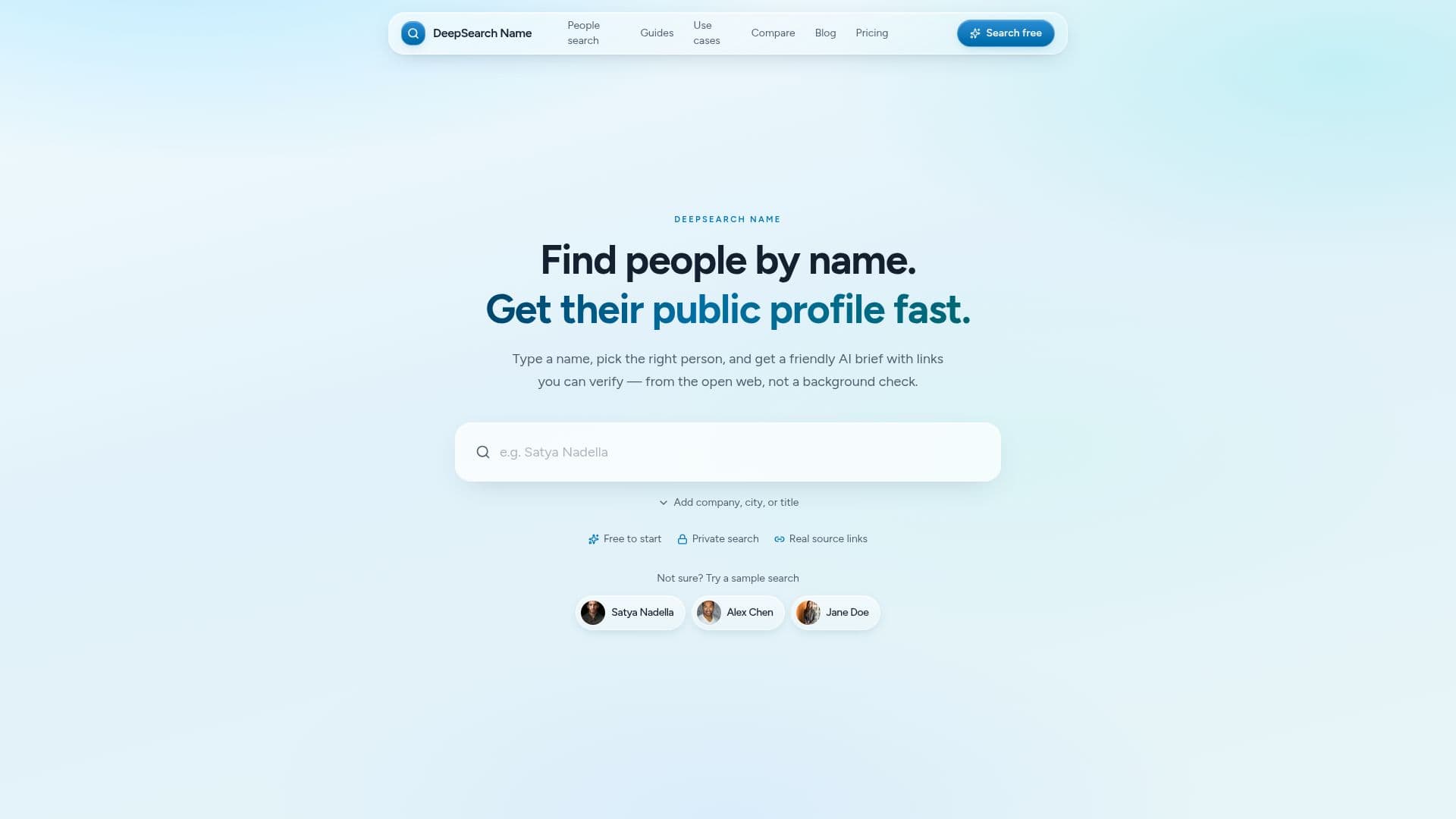 DeepSearch Name — 名前で人を見つける のスクリーンショット