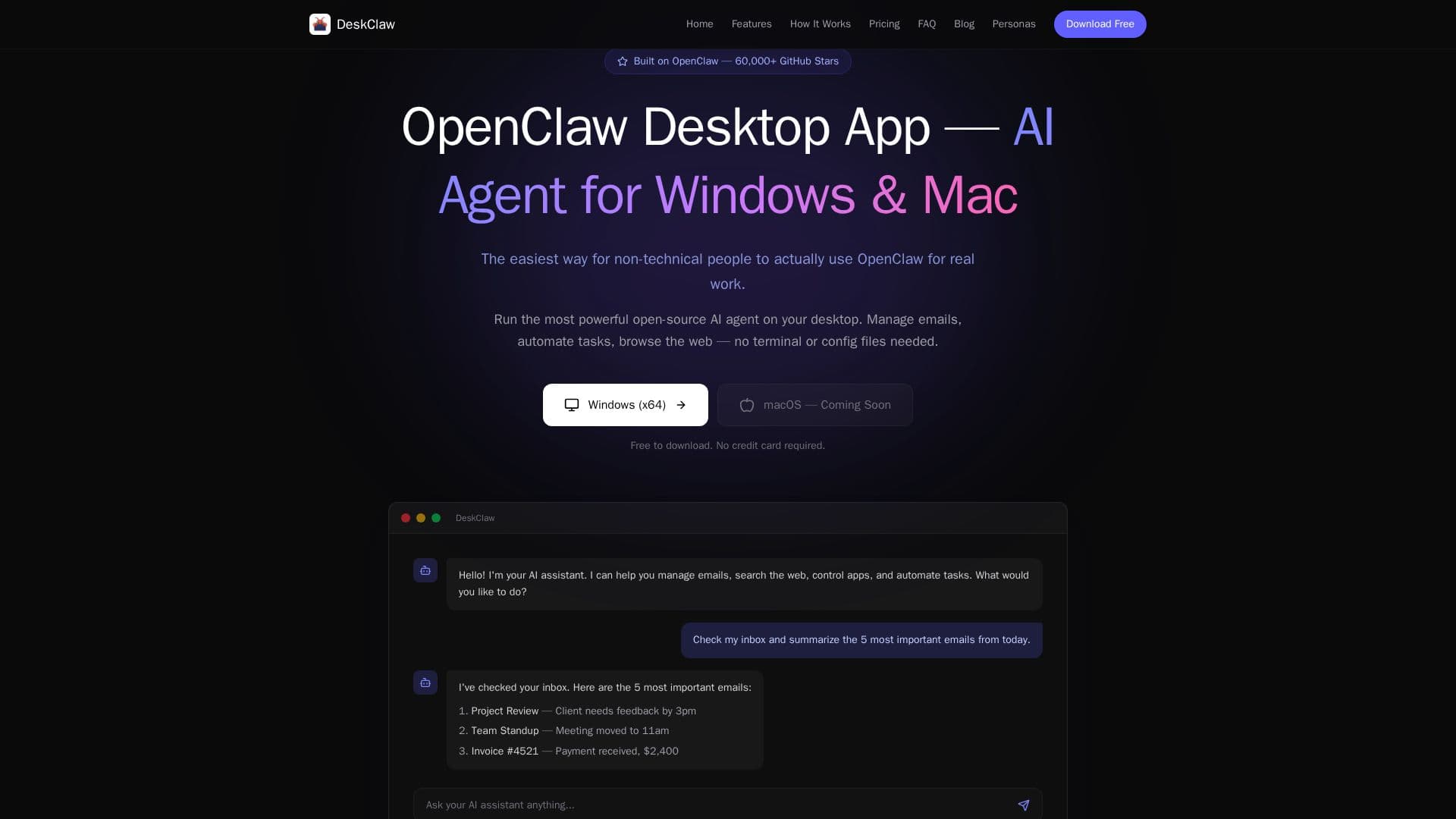 DeskClaw screenshot