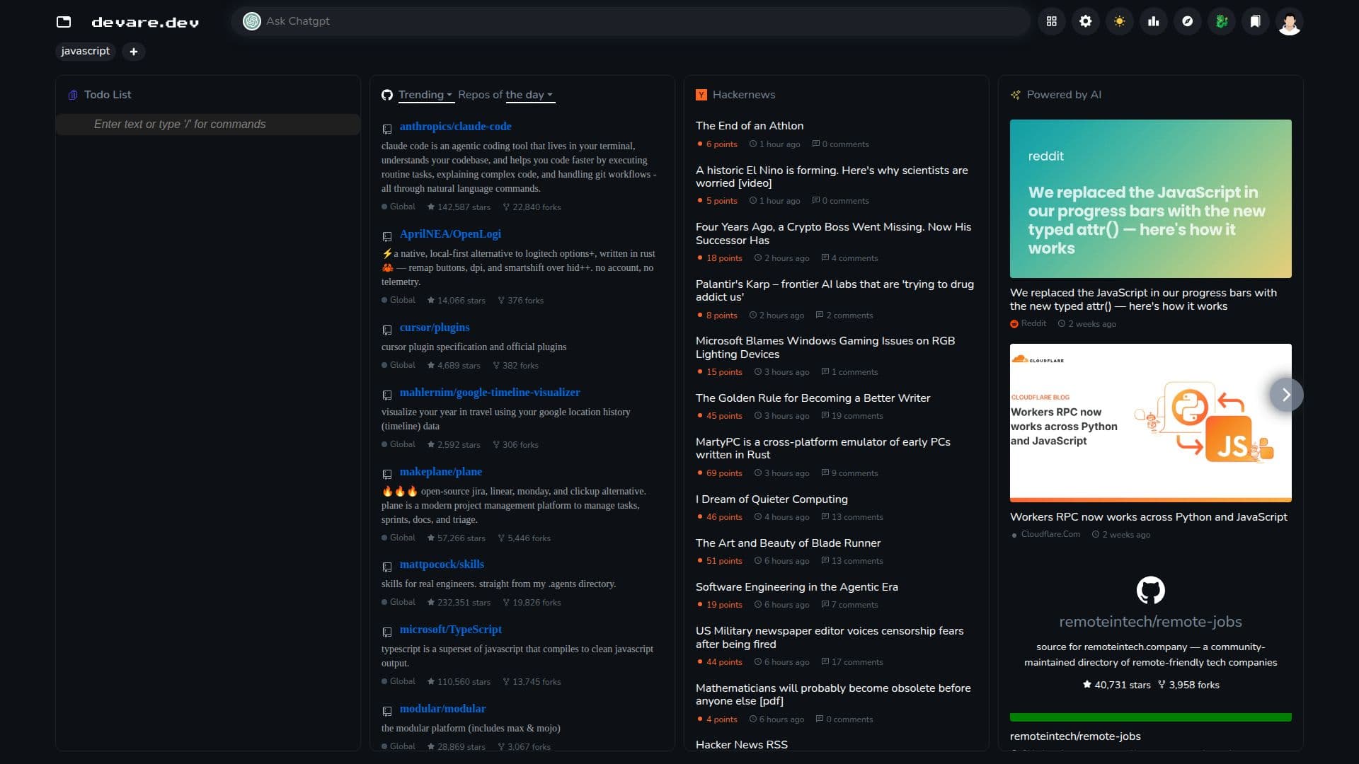 Devare.dev screenshot