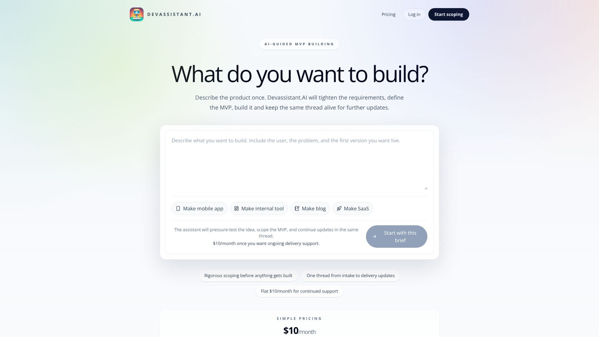 Screenshot von Devassistant.AI