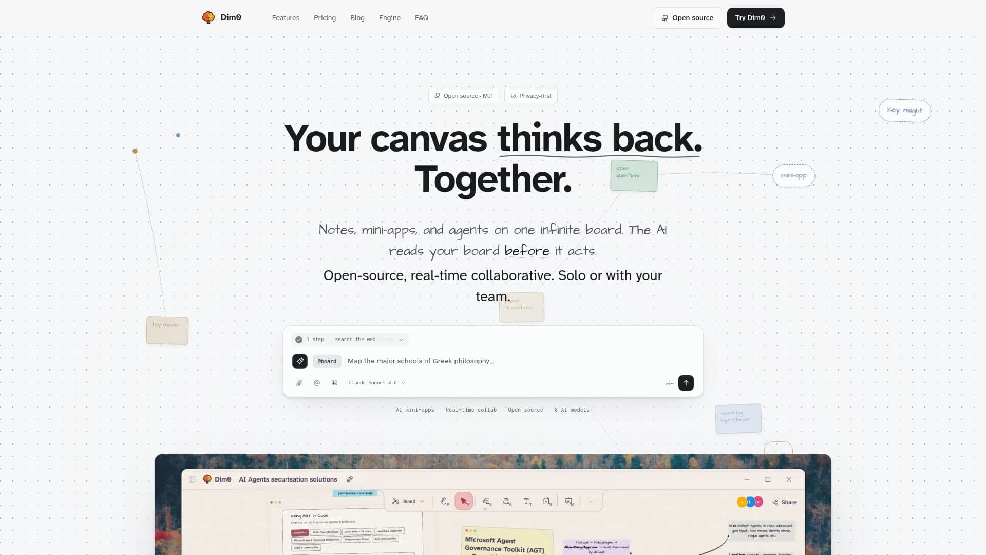 Dim0 — Canvas de IA de código abierto screenshot