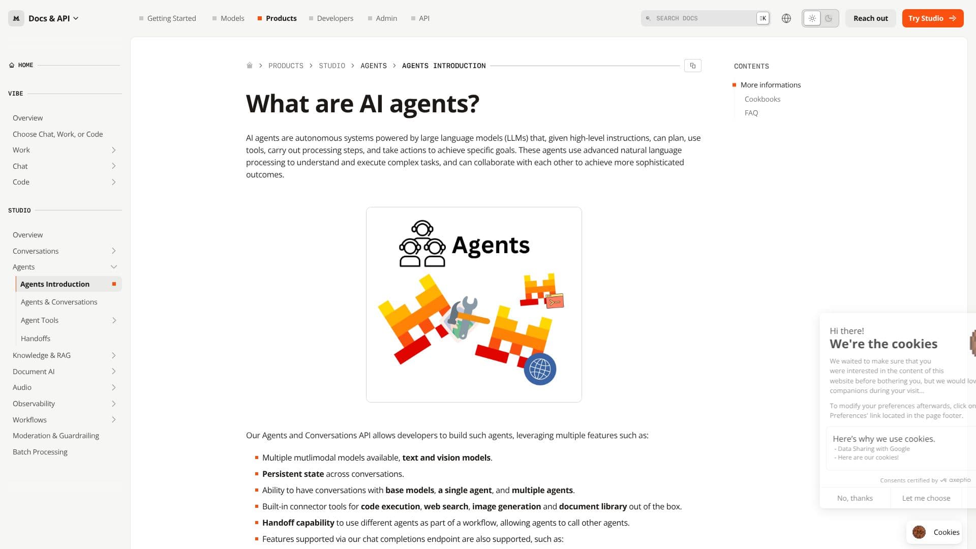 Captura de pantalla de Agentes de Mistral AI