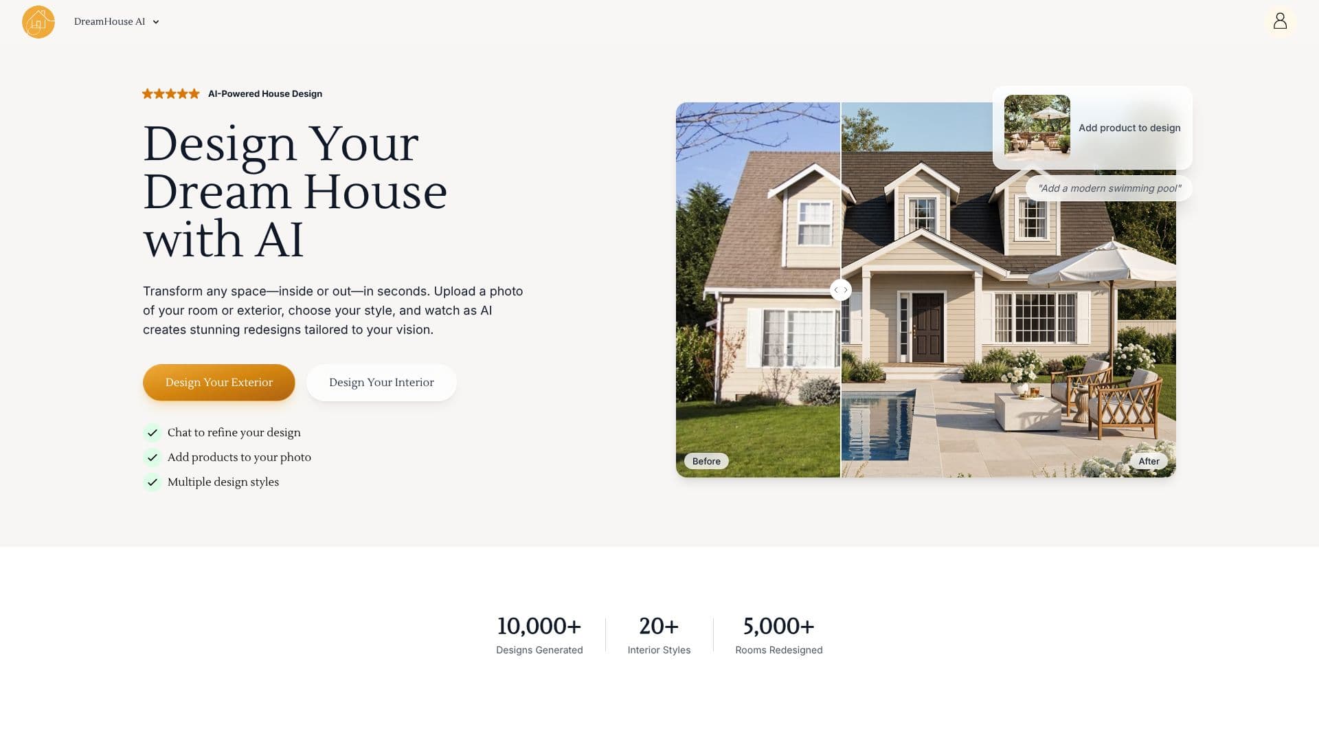 Screenshot von DreamHouse AI
