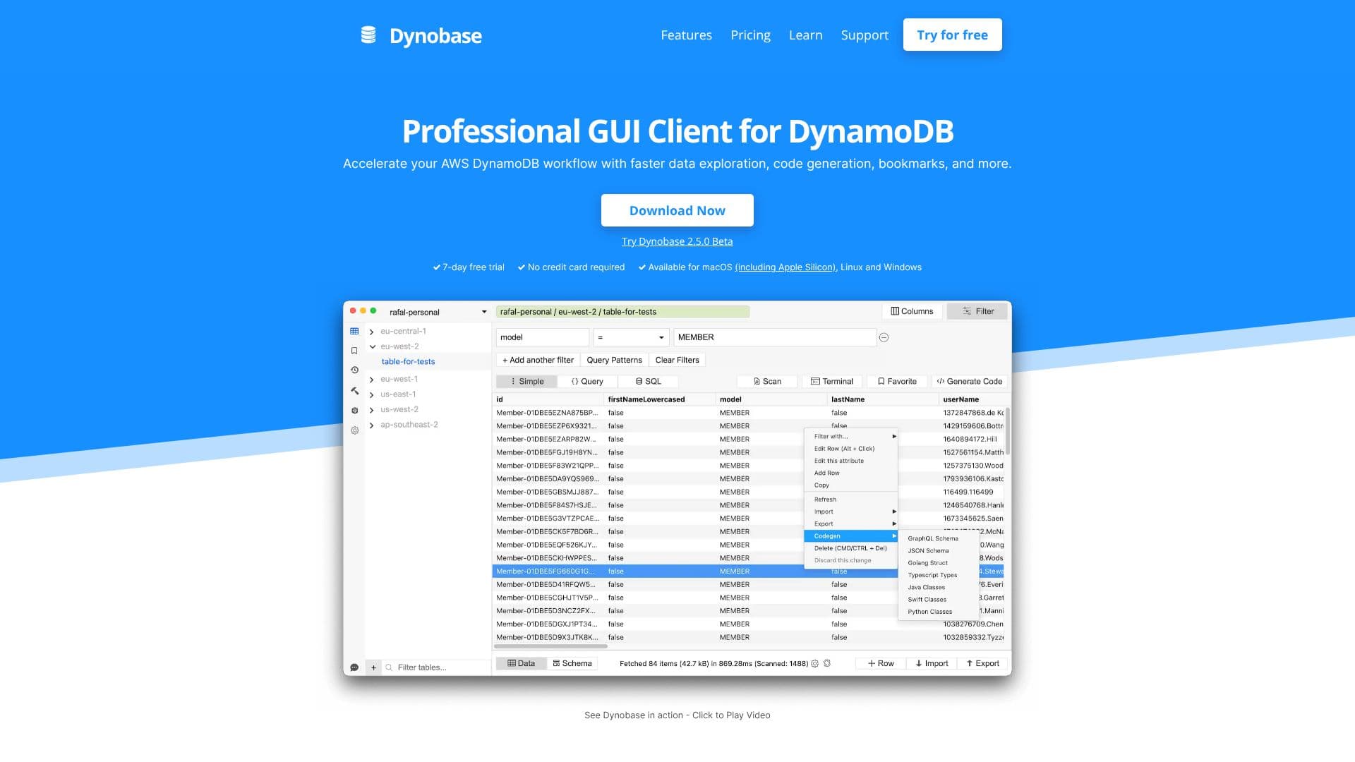 Dynobase - DynamoDB GUI Client screenshot