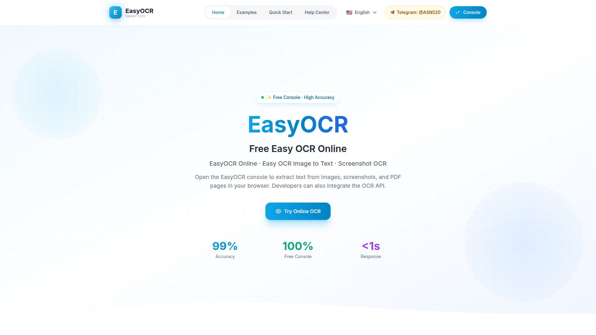 EasyOCR Online Tool screenshot