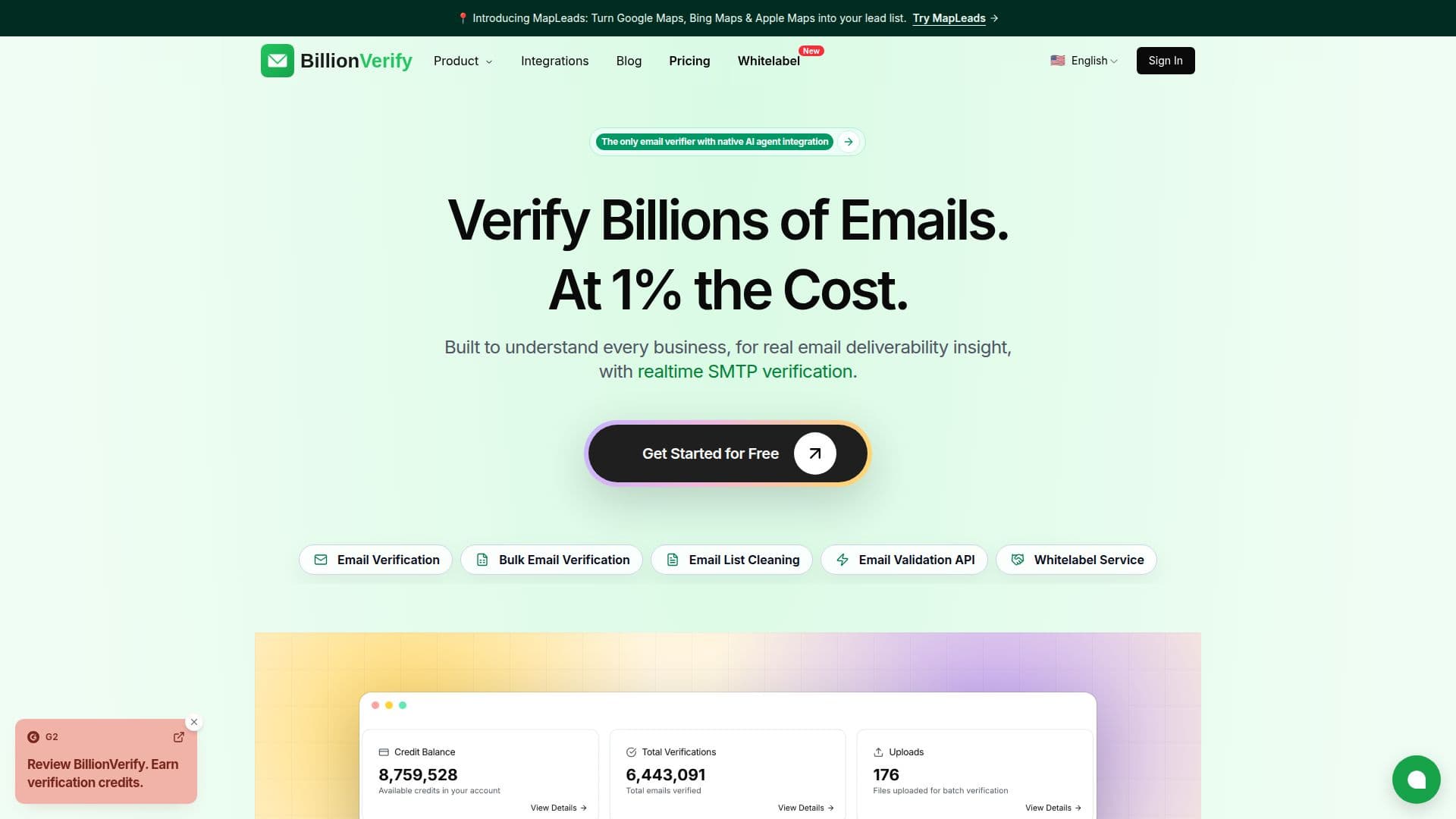 Tangkapan layar BillionVerify