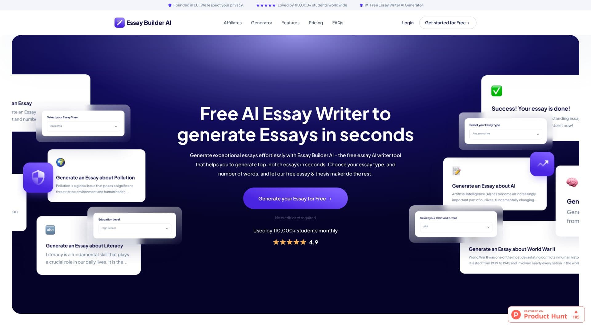 Captura de pantalla de Essay Builder AI