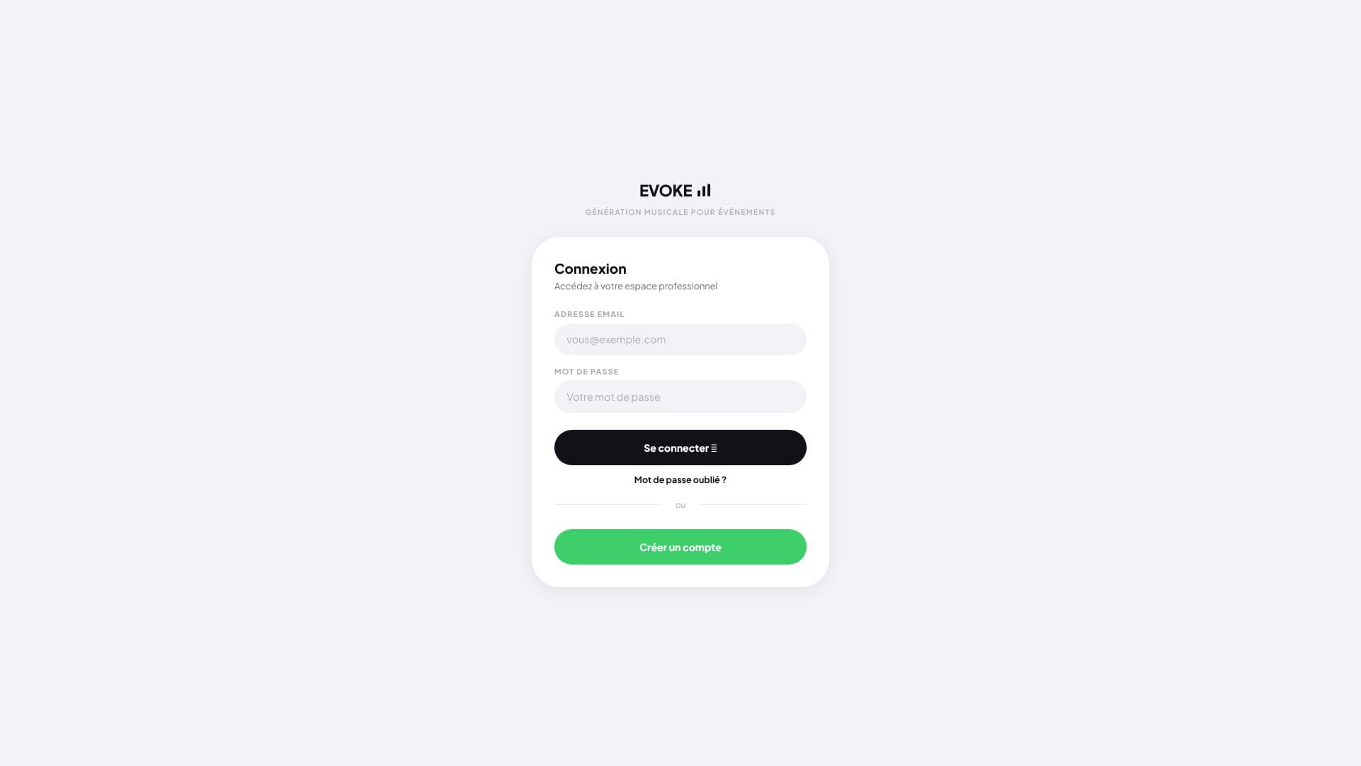 Screenshot von EVOKE Connexion