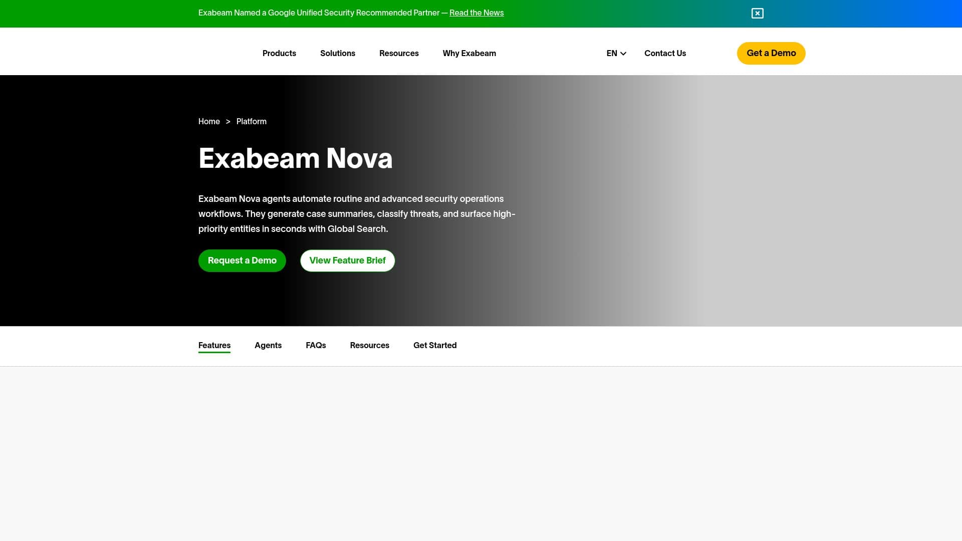 لقطة شاشة لـ Exabeam Nova