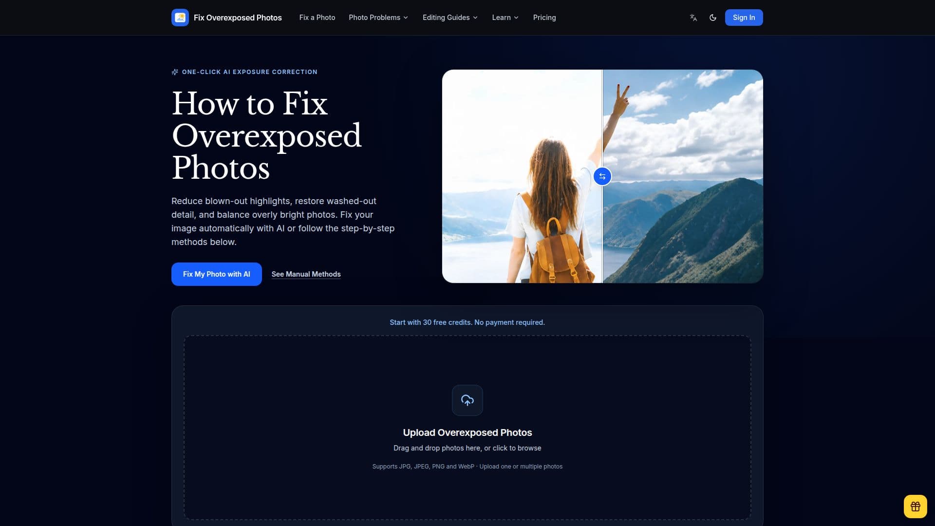 لقطة شاشة لـ Fix Overexposed Photos
