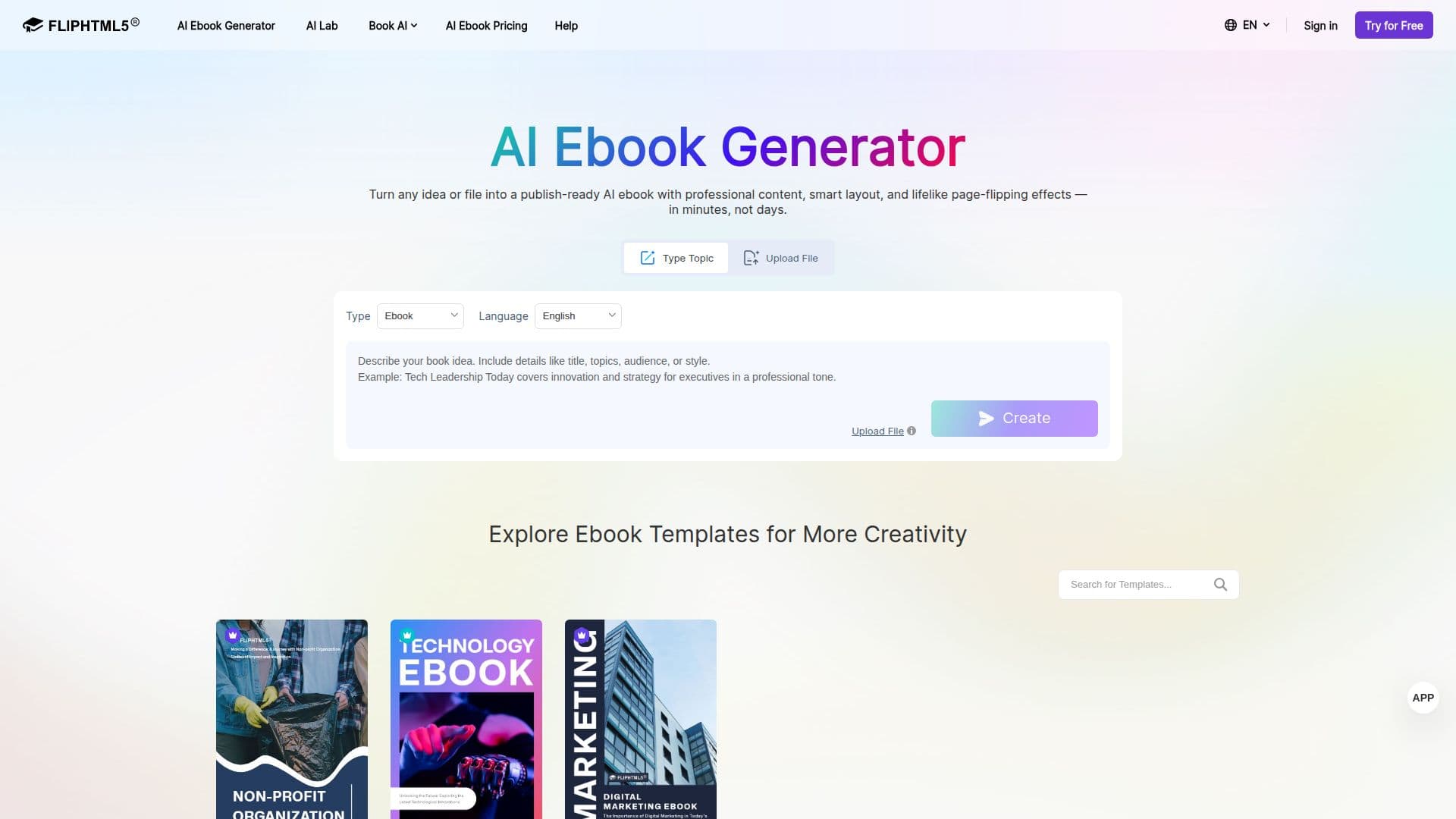 Скриншот FlipHTML5 AI Ebook Generator