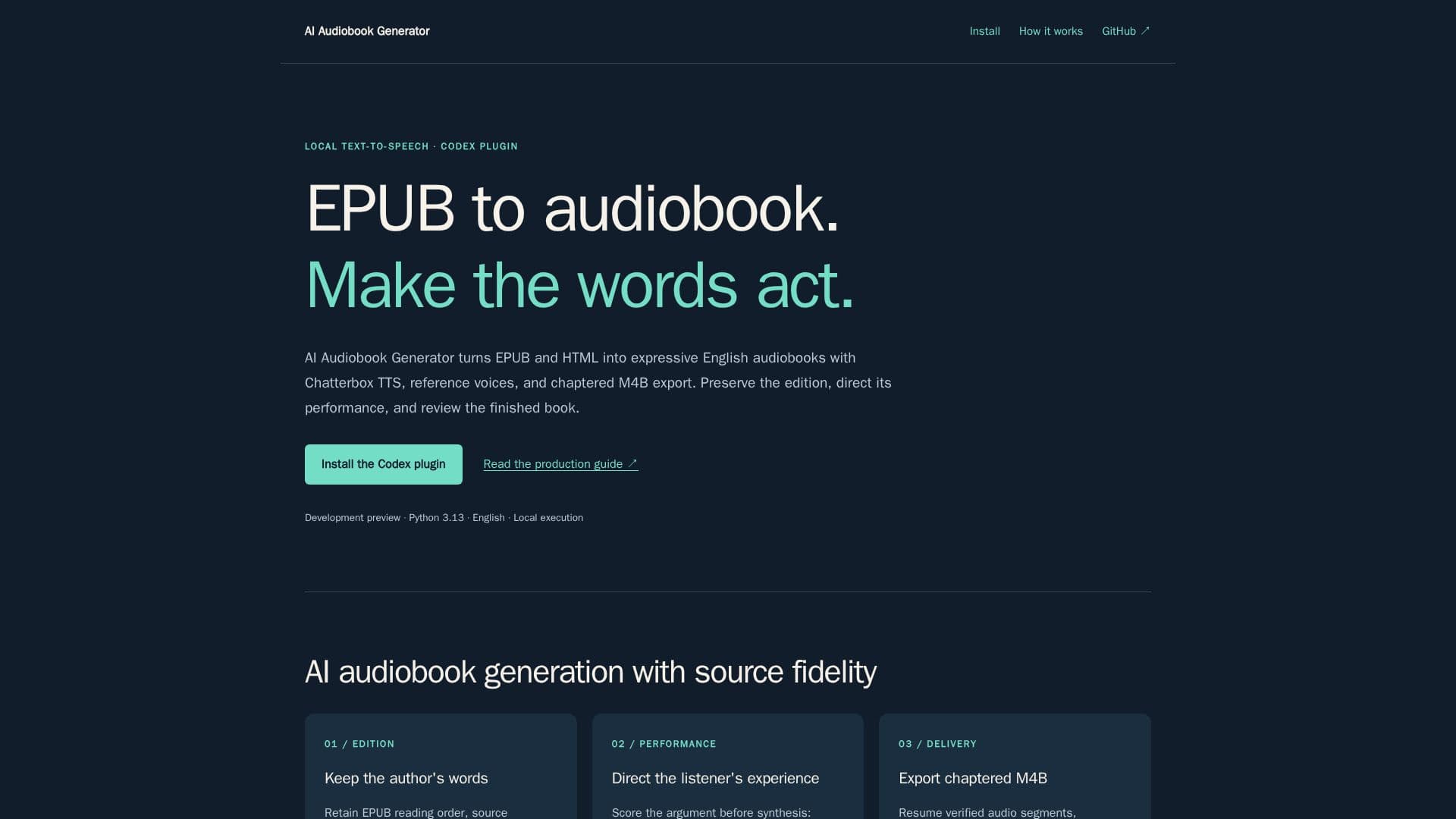 Tangkapan layar AI Audiobook Generator
