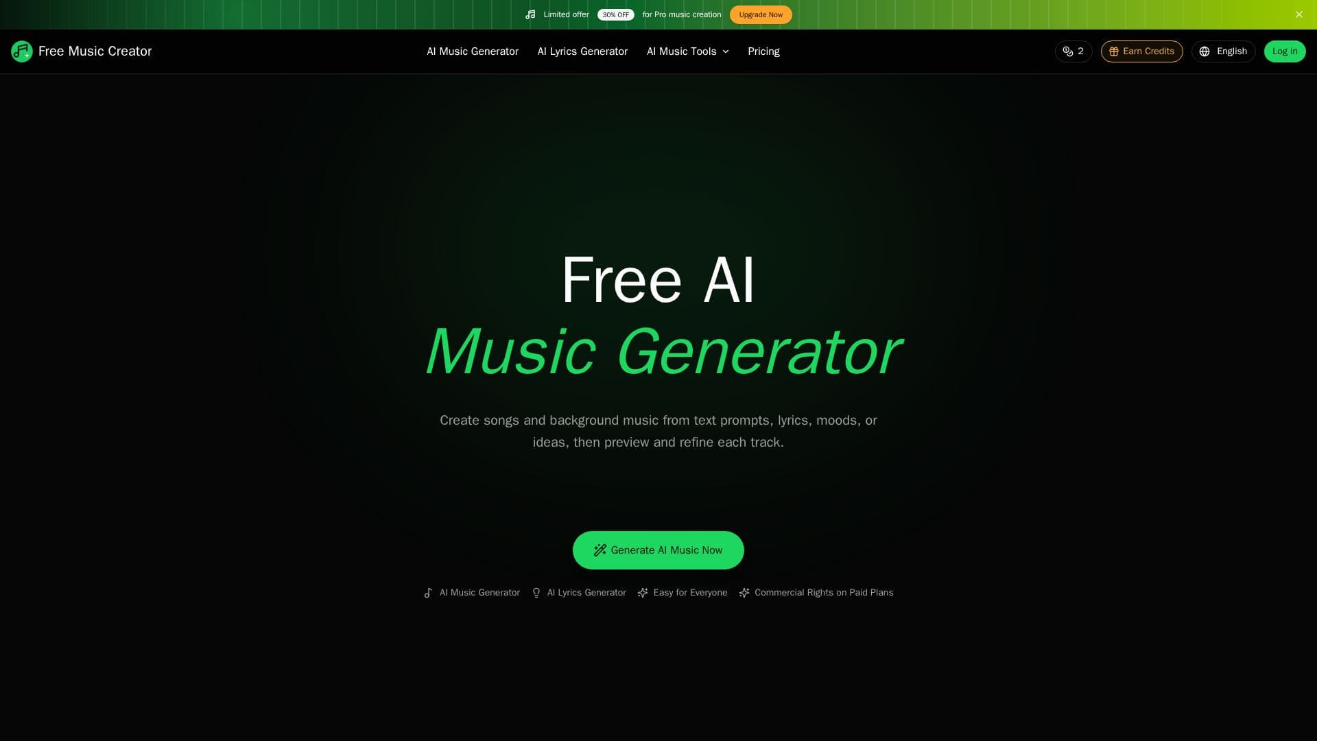 Screenshot von FreeMusicCreator.ai