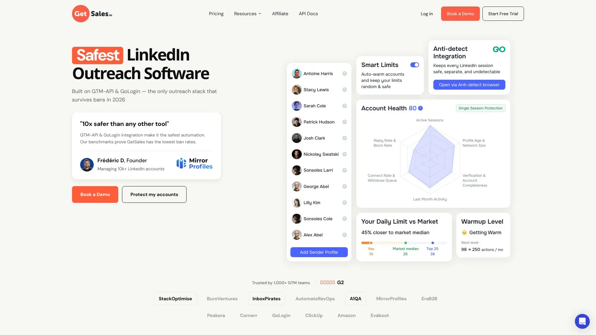 Capture d’écran de GetSales.io LinkedIn Outreach