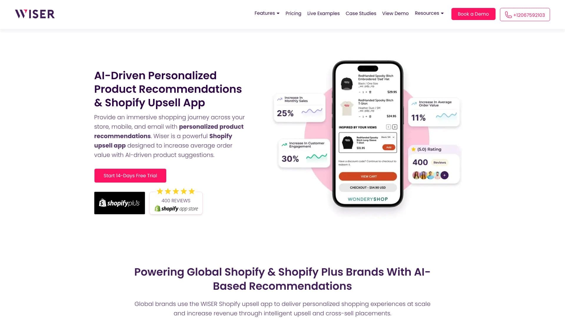لقطة شاشة لـ تطبيق Shopify لزيادة المبيعات | Wiser