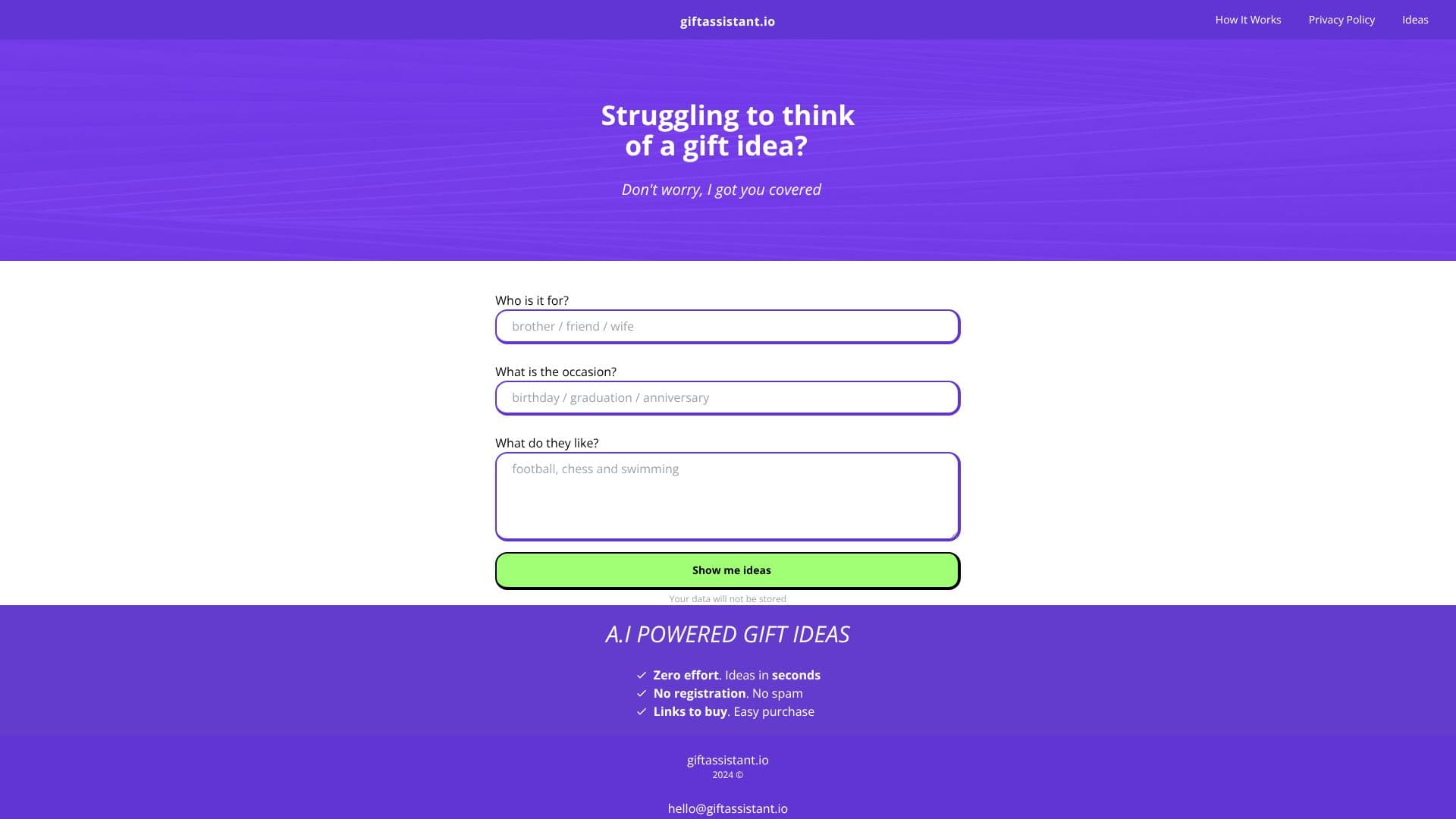 Gift Assistant AI 스크린샷