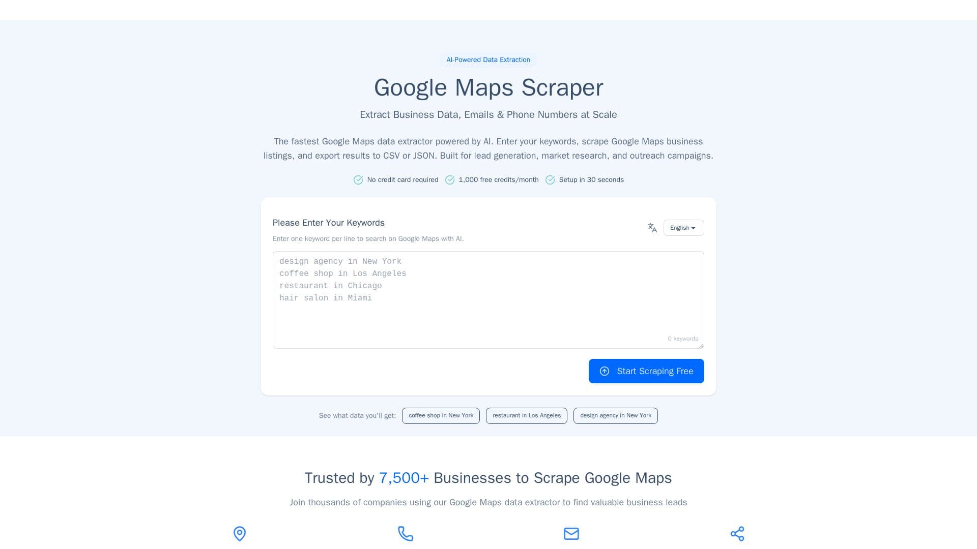 Screenshot von GMapsScraper.AI