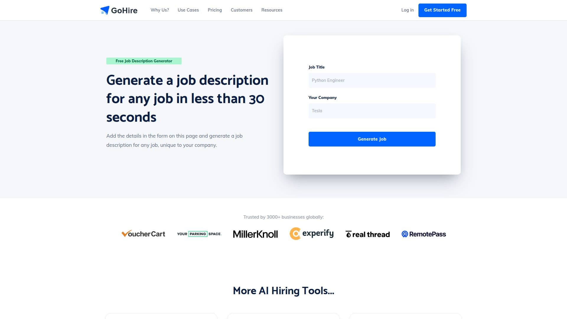 GoHire Jobbeschreibung Generator screenshot