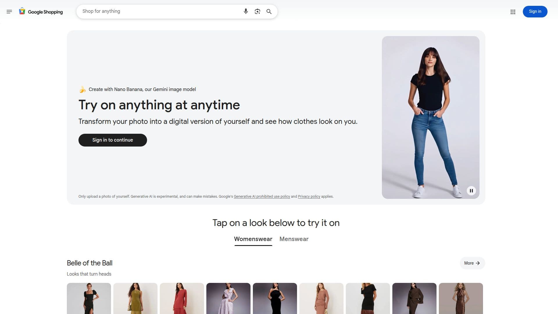 Google Virtual Try-On screenshot