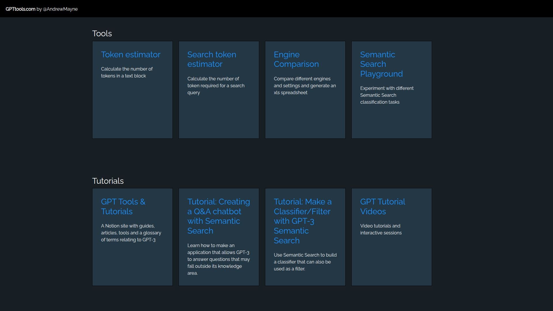 Screenshot von GPT Tools