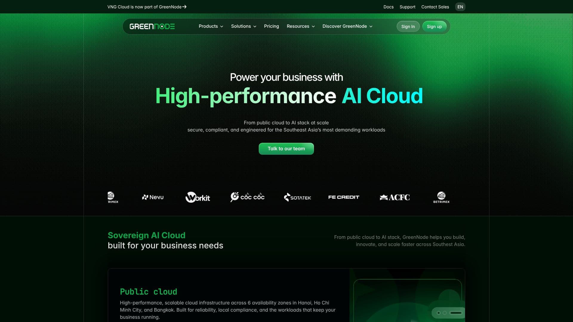 GreenNode AI Cloud 스크린샷