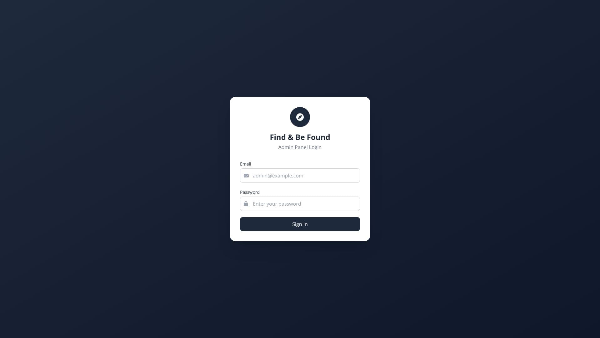Screenshot von Admin-Login finden