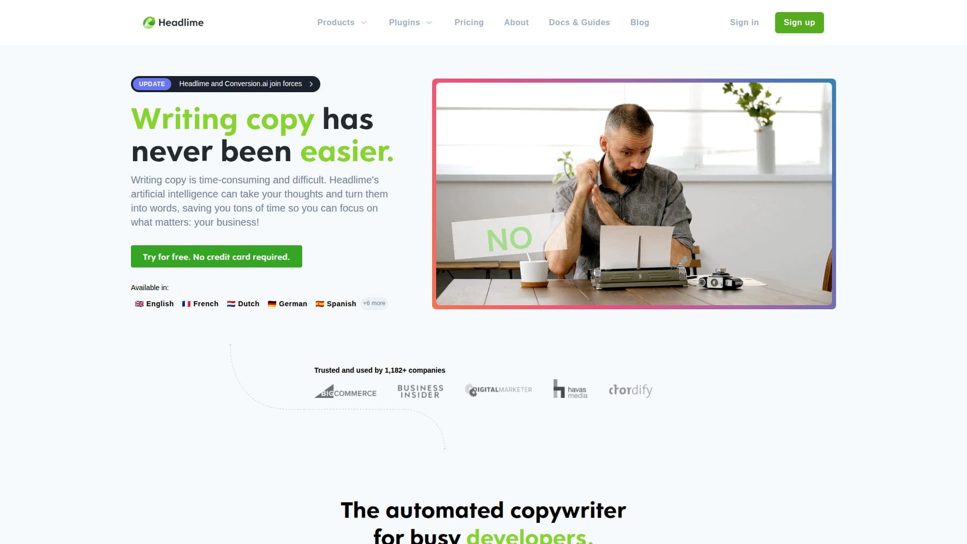 Headlime AI Copywriting Tool screenshot