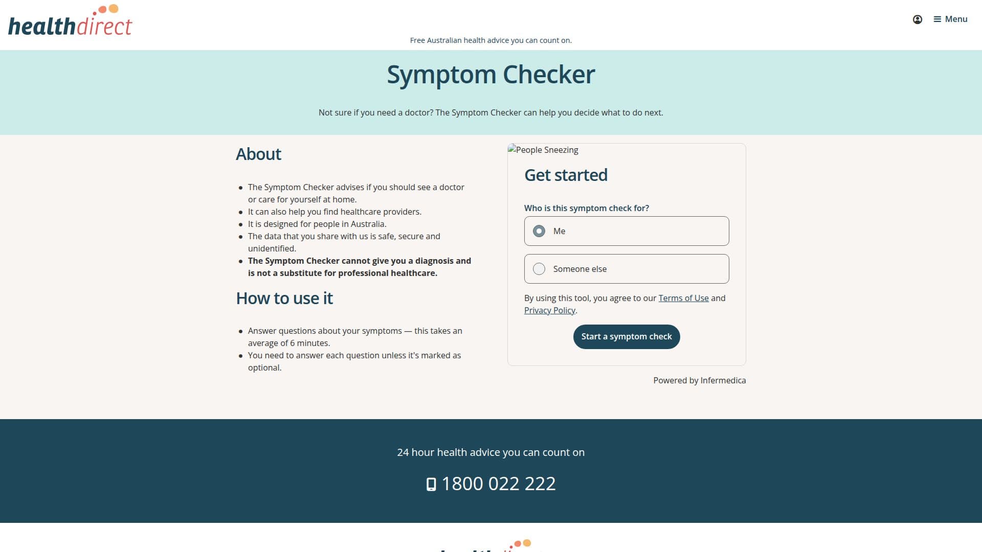 healthdirect أداة فحص الأعراض screenshot