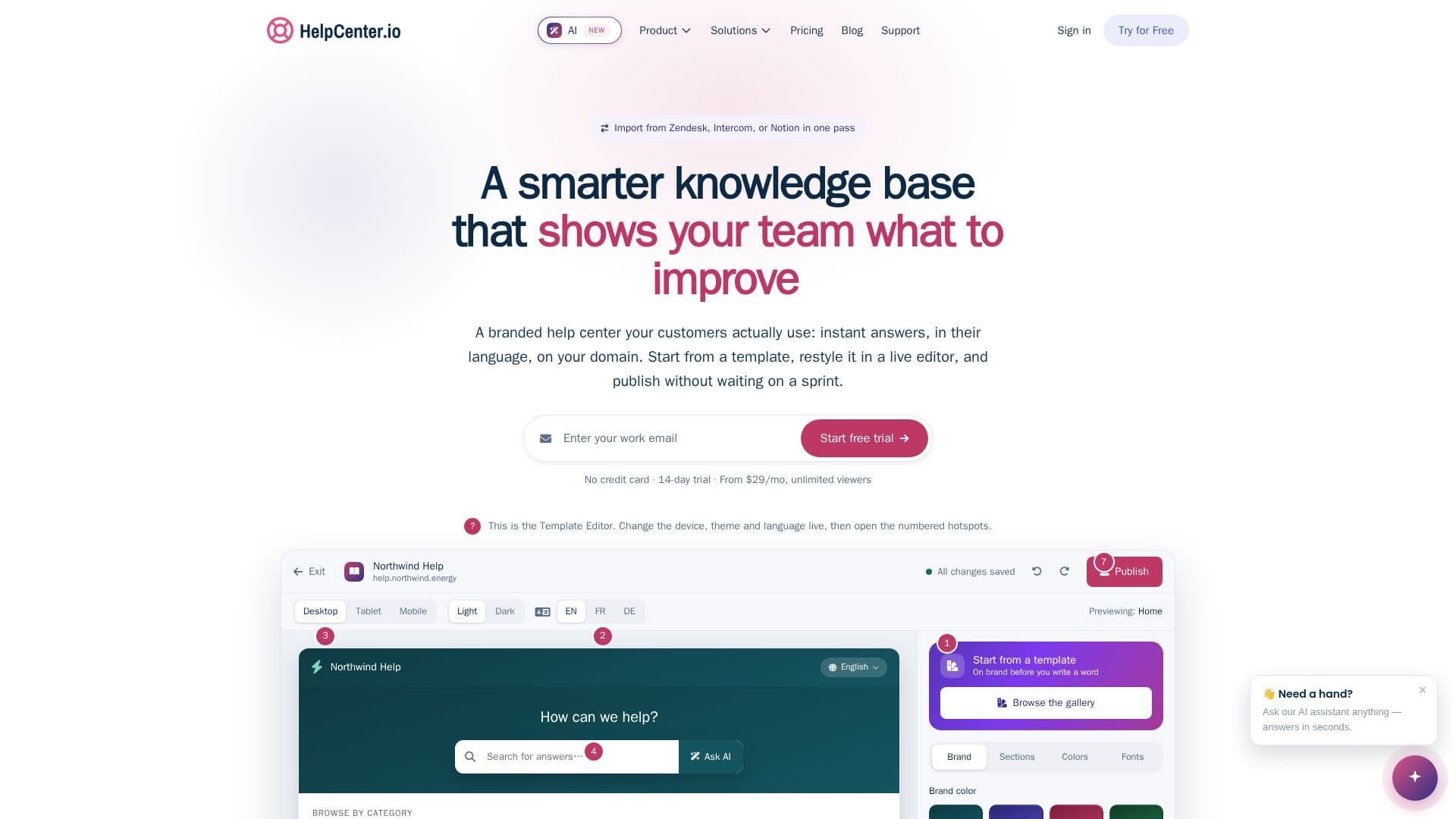 HelpCenter.io - Wissensdatenbank-Software screenshot
