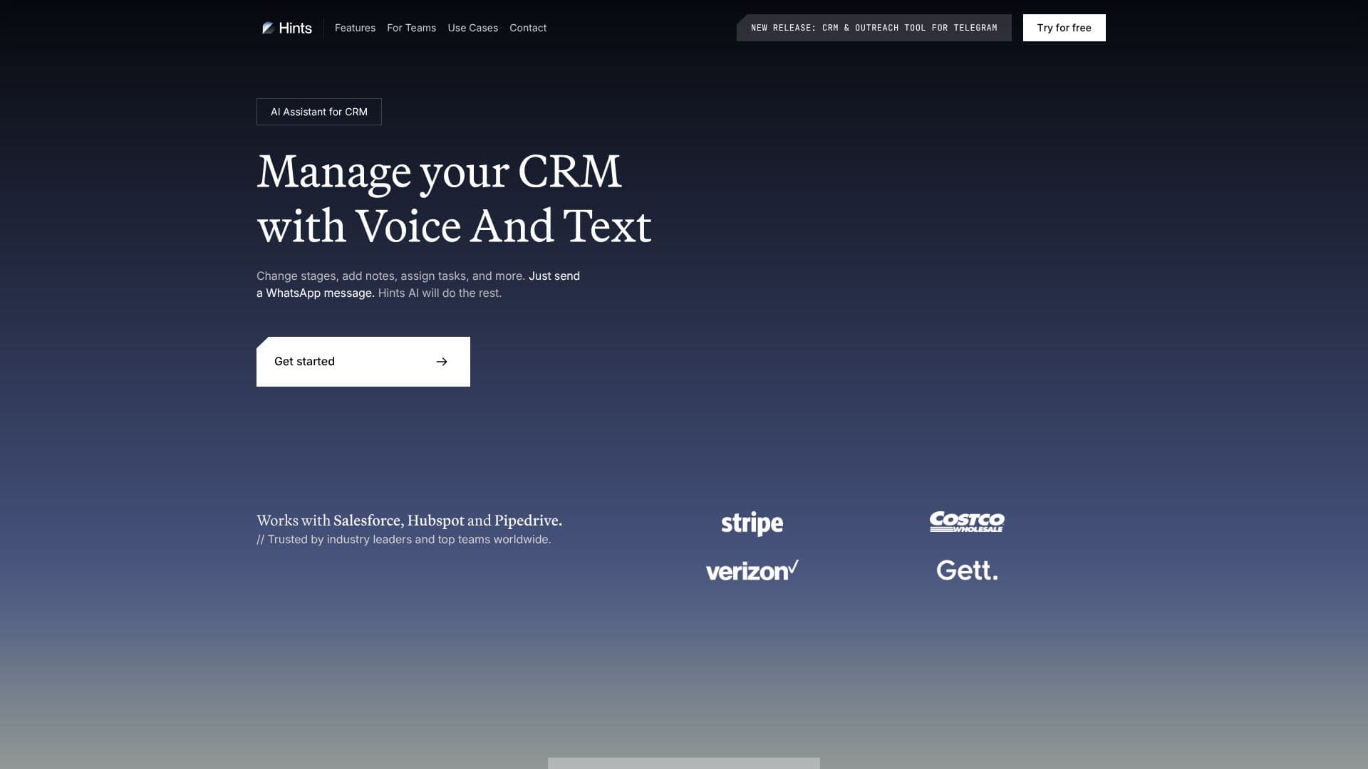 Screenshot von Hints CRM AI Assistant