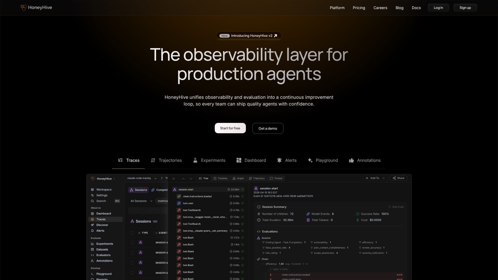 HoneyHive screenshot