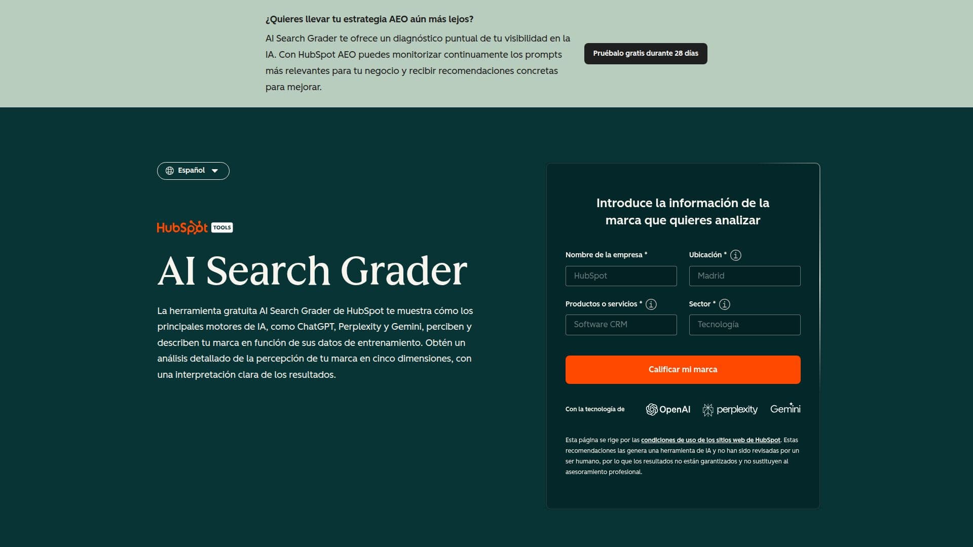 HubSpot AEO screenshot