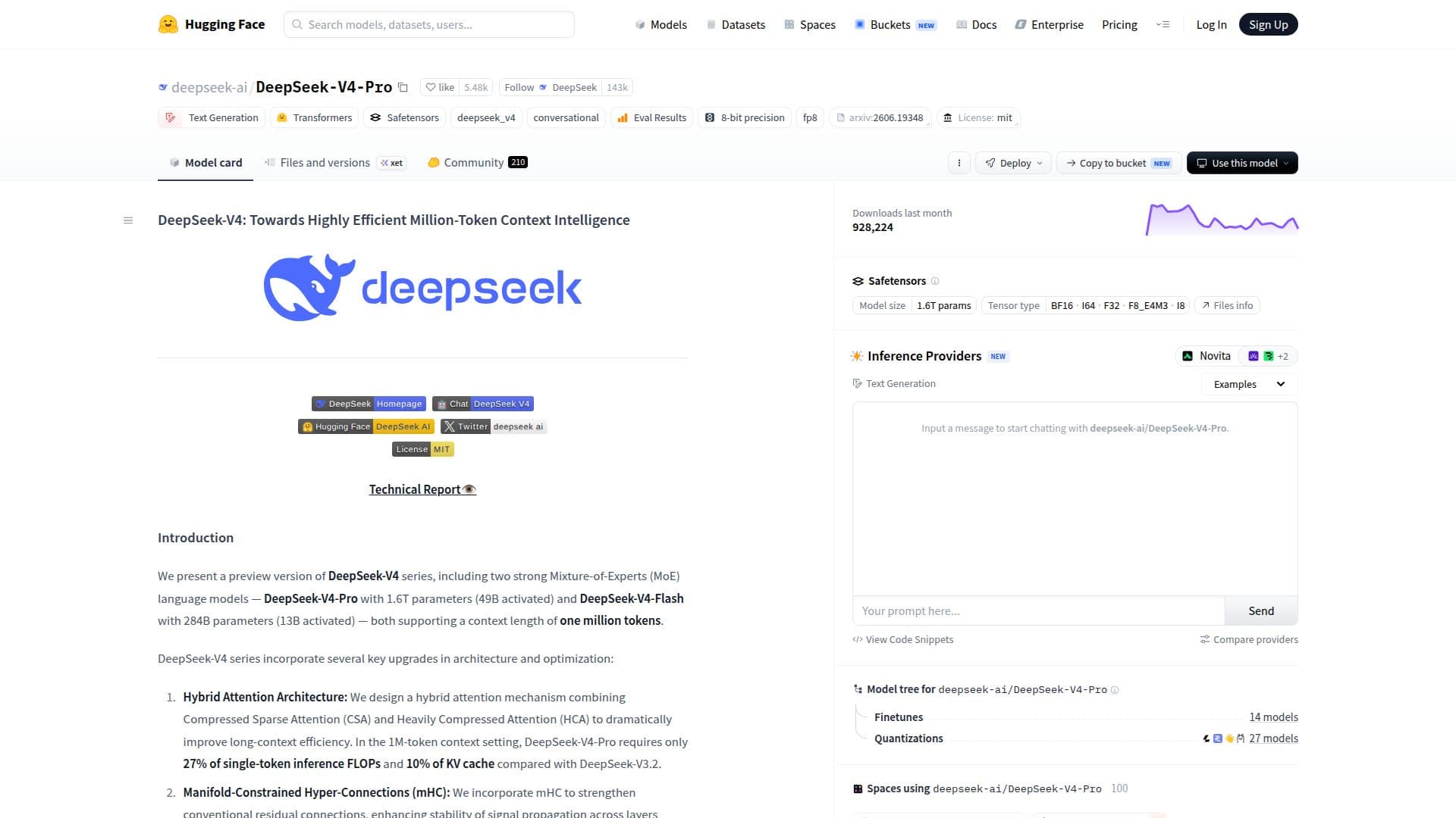 DeepSeek-V4-Pro — AI 모델 screenshot