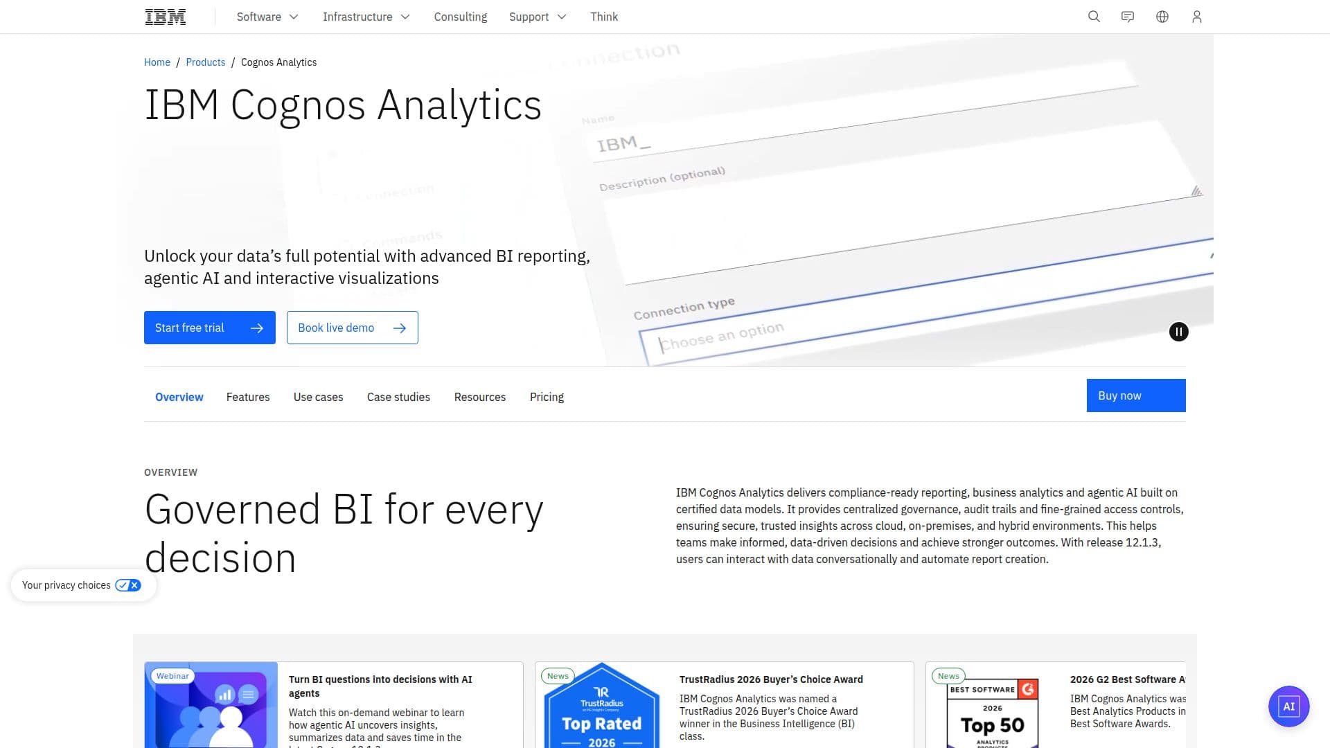 Скриншот IBM Cognos Analytics