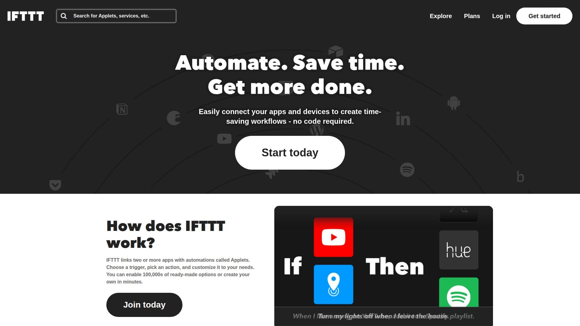 لقطة شاشة لـ IFTTT