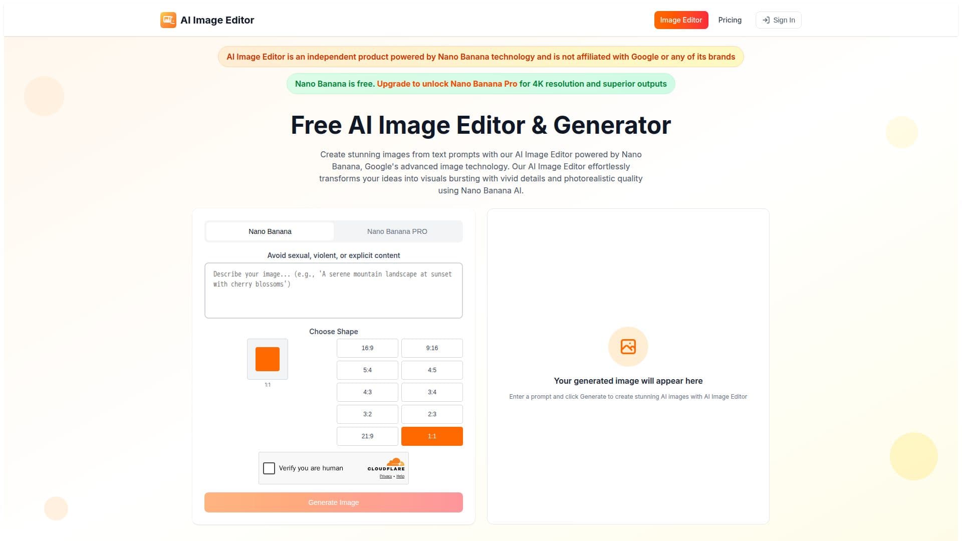 Captura de pantalla de Editor de Imágenes AI