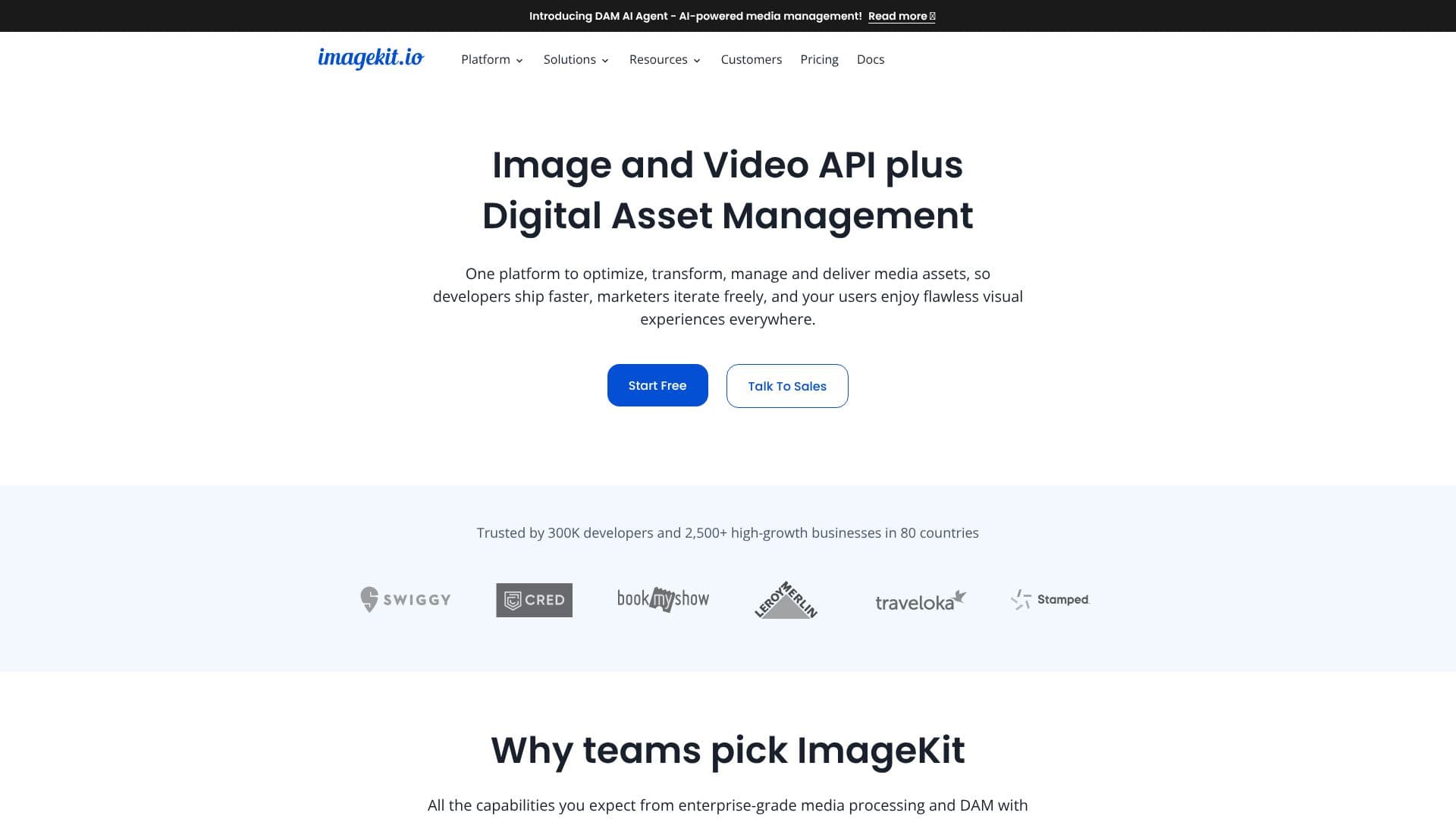 Captura de tela do ImageKit.io