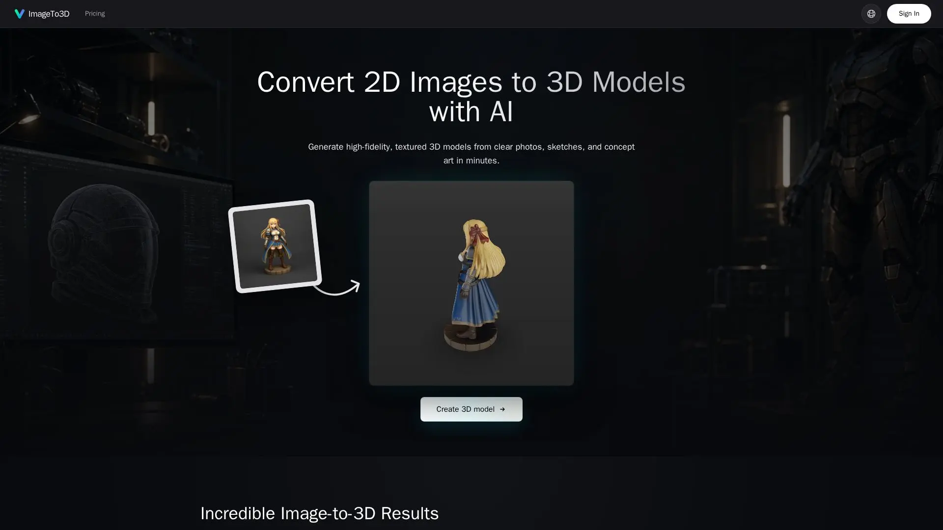 Tangkapan layar ImageTo3D