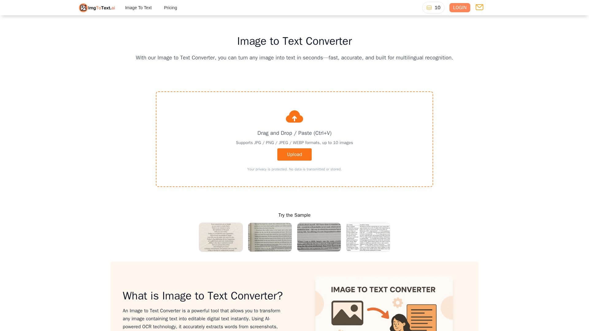 لقطة شاشة لـ imgtotext.ai