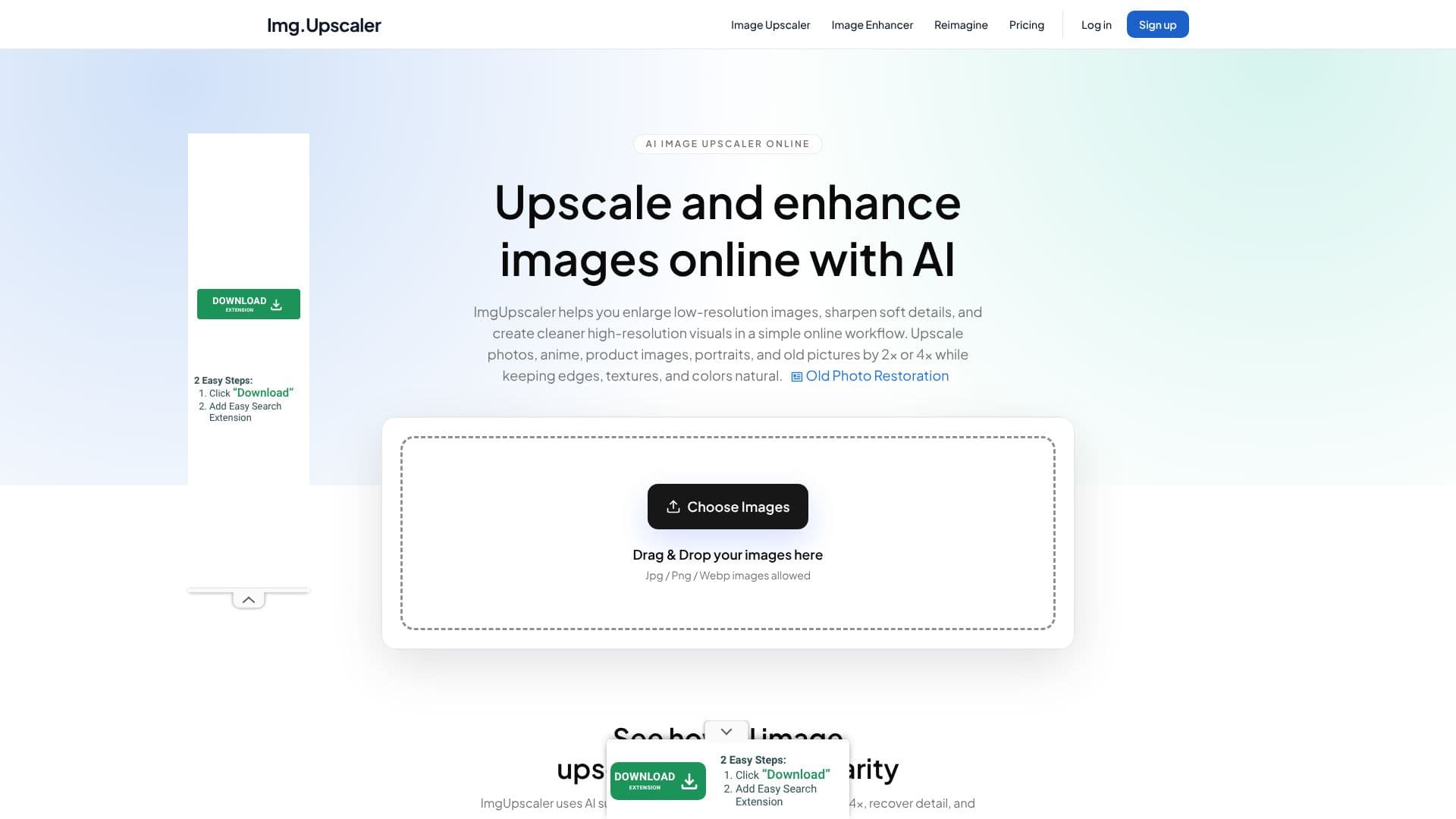Tangkapan layar ImgUpscaler AI Image Upscaler