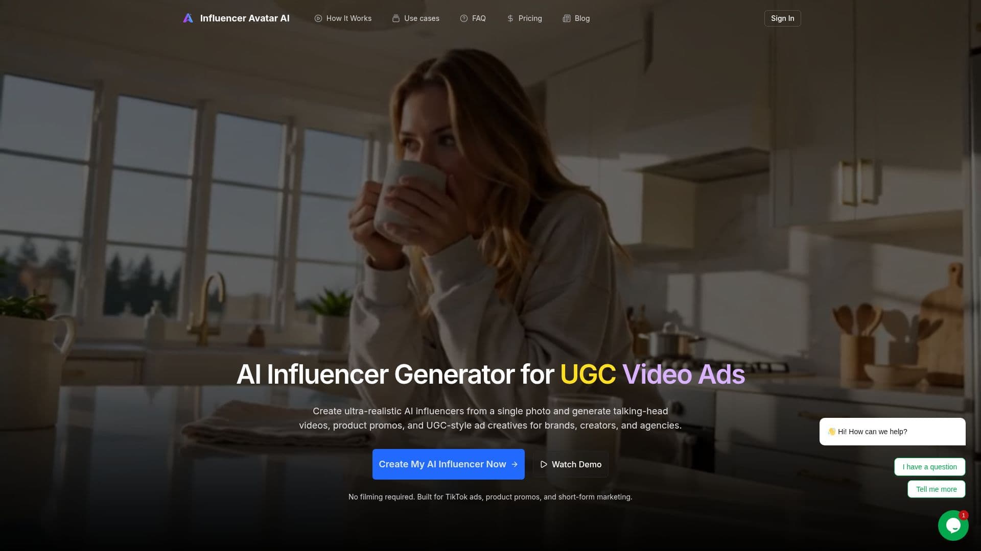 Screenshot von AI Influencer Generator für UGC-Anzeigen