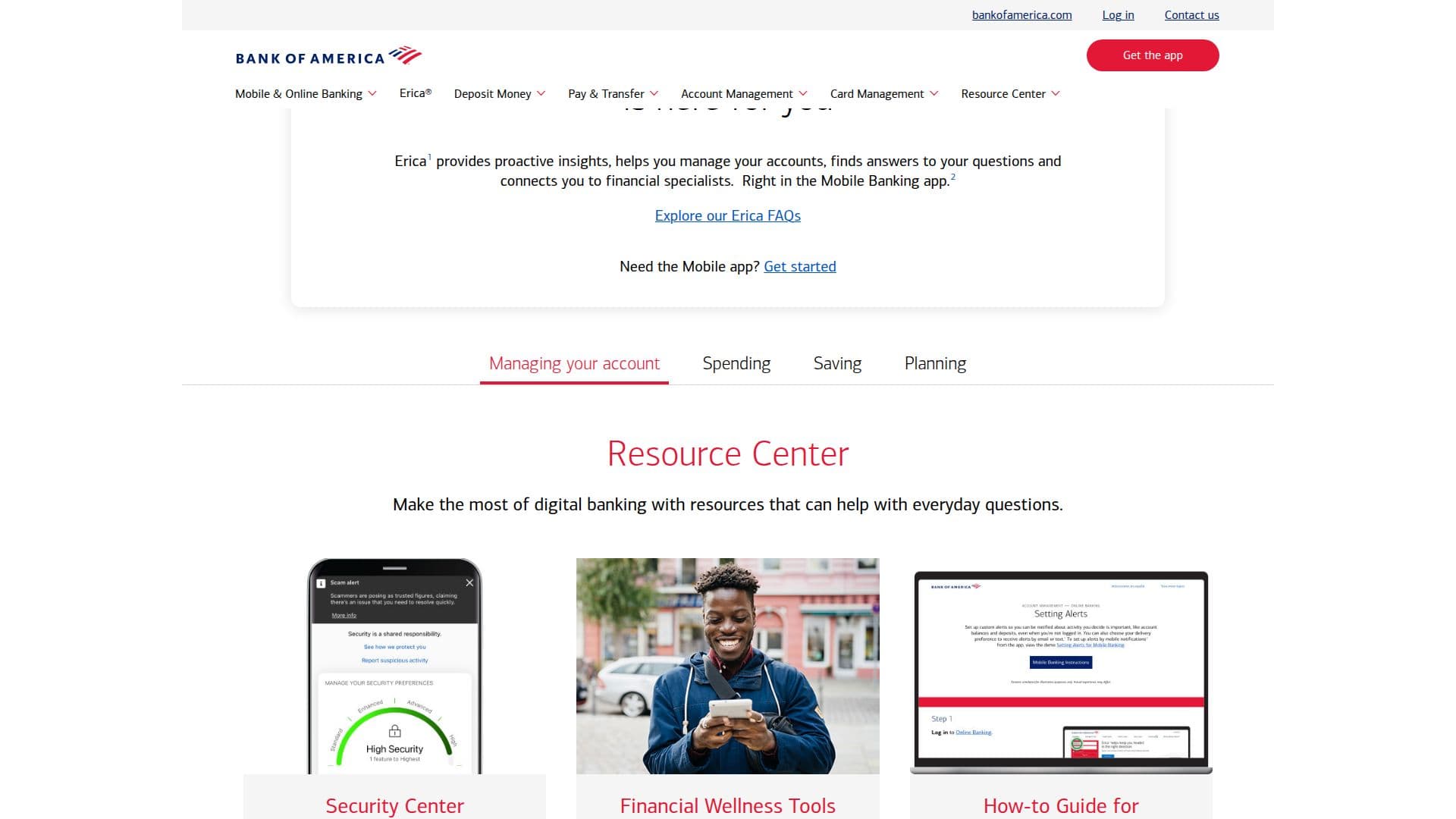 Bank of America Erica screenshot