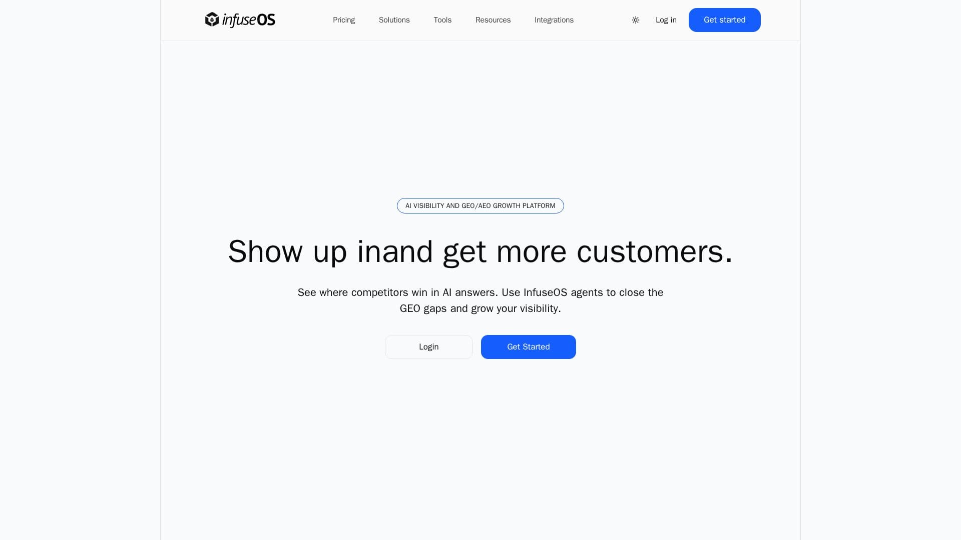 Скриншот InfuseOS: Платформа AI видимости GEO, AEO и SEO
