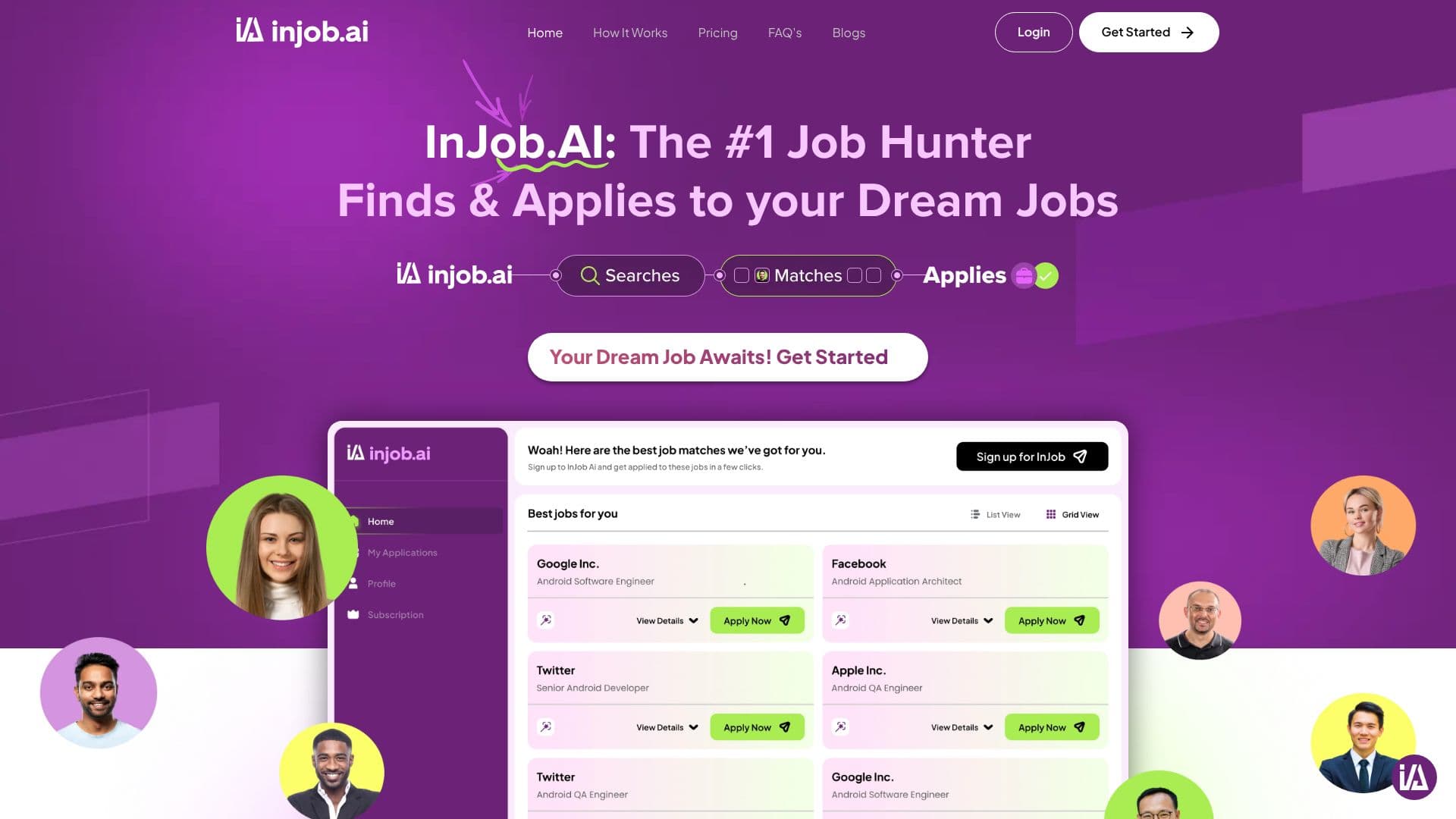 Screenshot von InJob.AI Jobs Hunter