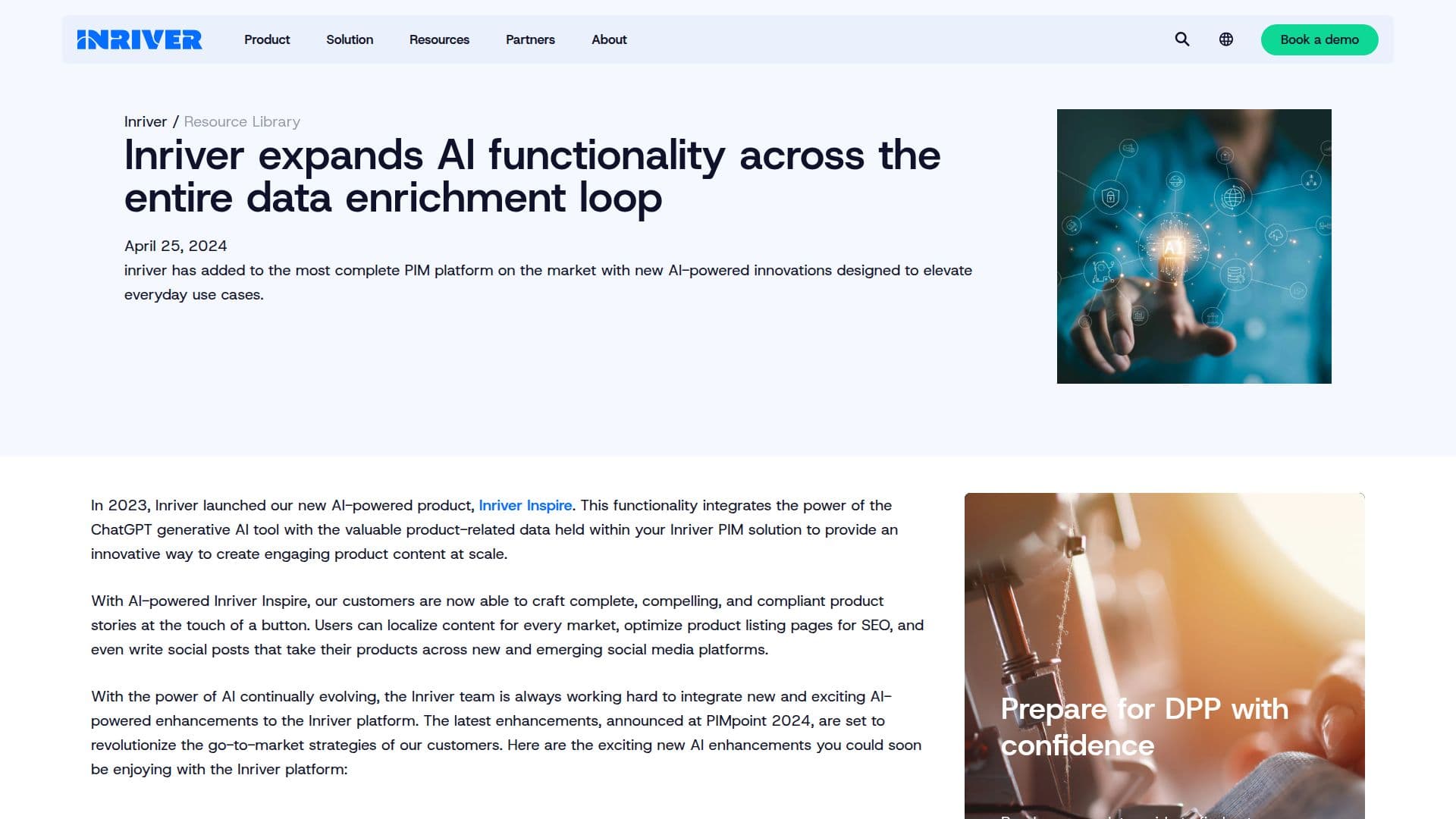 Inriver AI-Powered PIM screenshot