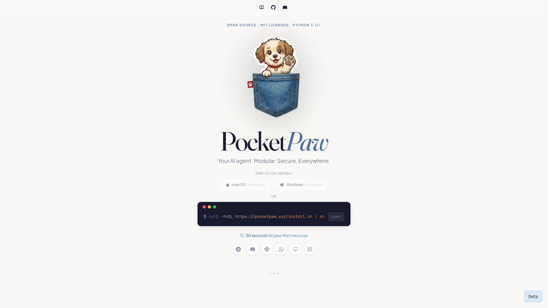 PocketPaw AI Agent のスクリーンショット