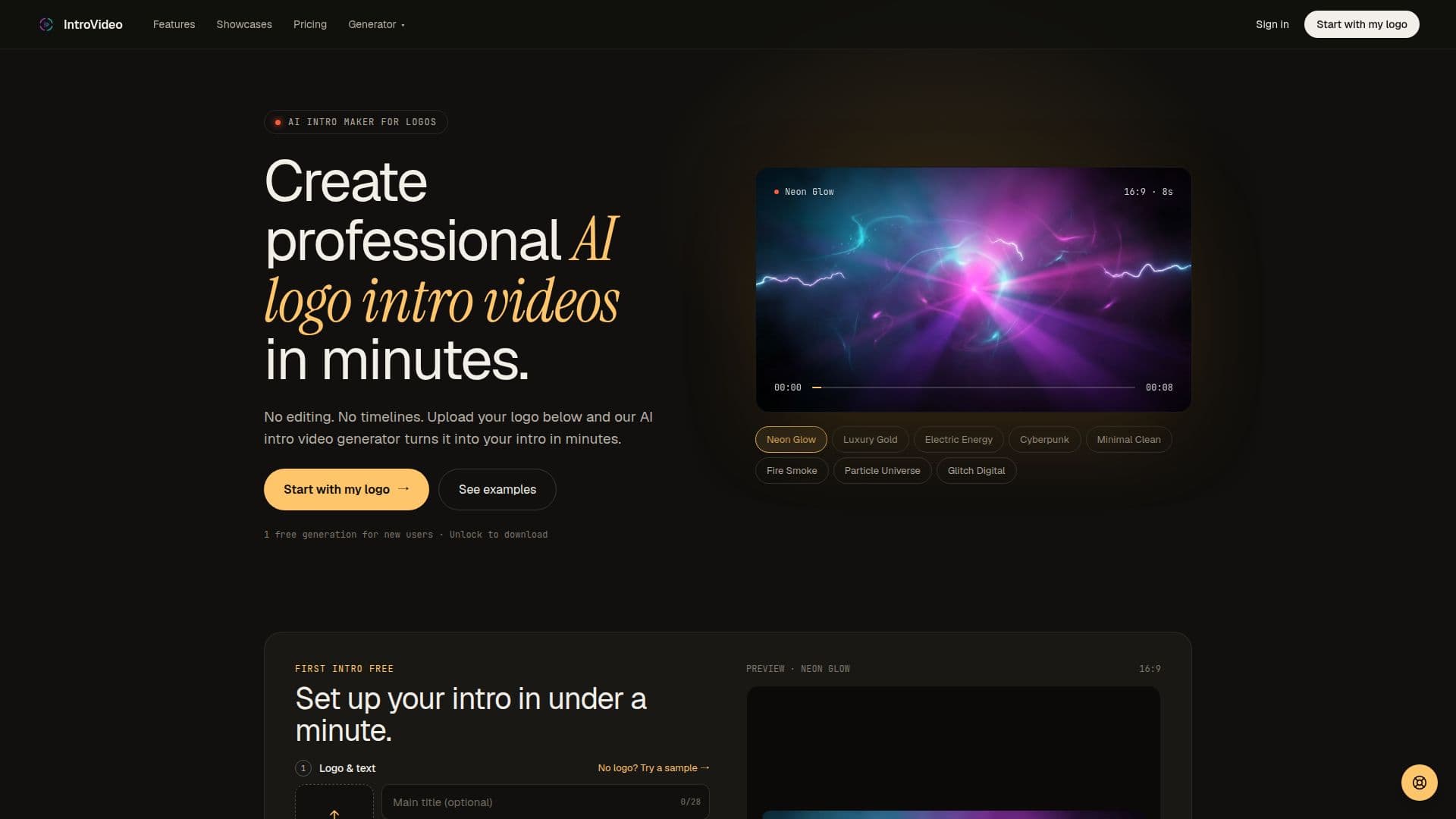 Screenshot von IntroVideo - AI Logo Intro Video Generator