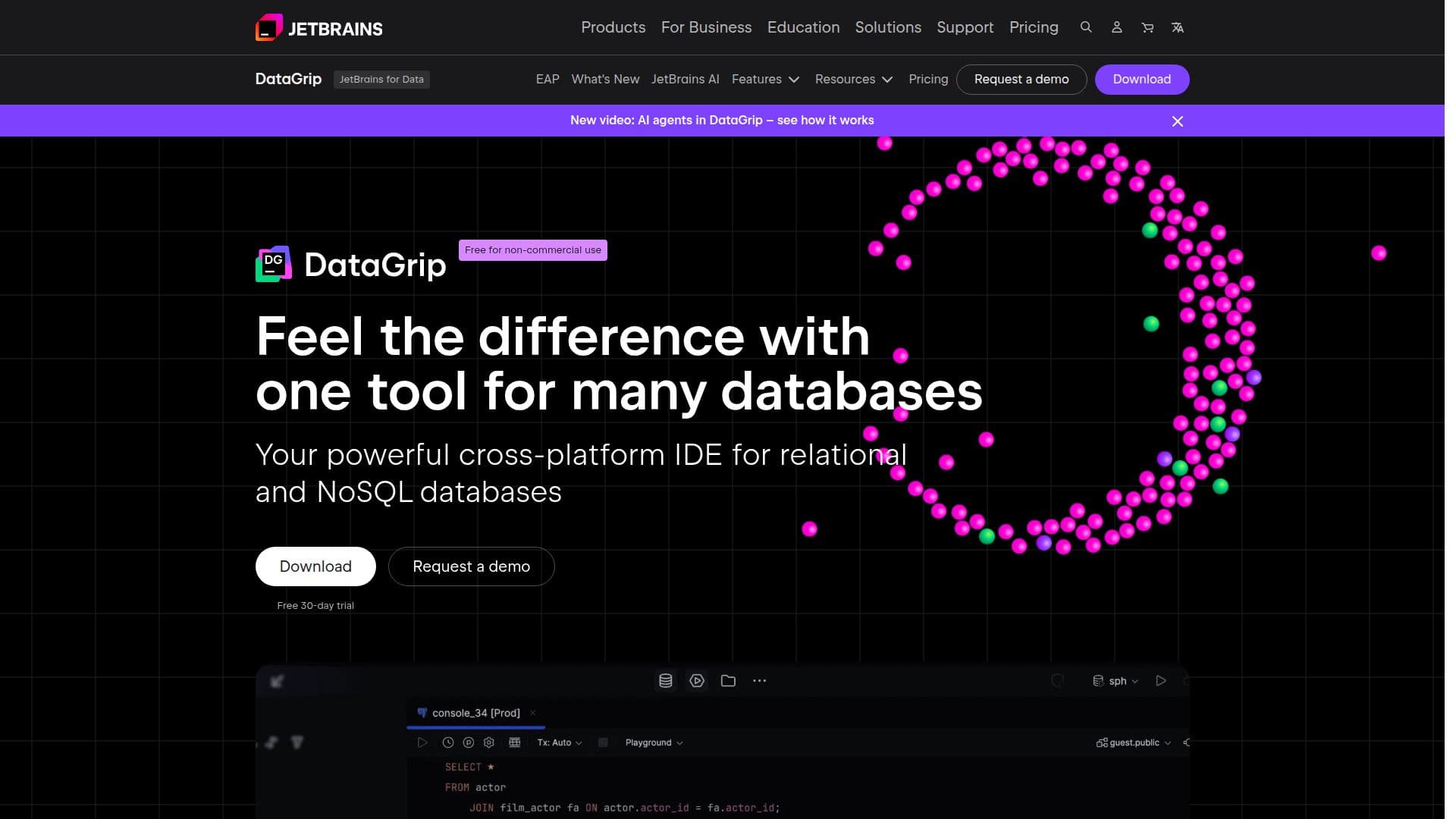 Capture d’écran de DataGrip
