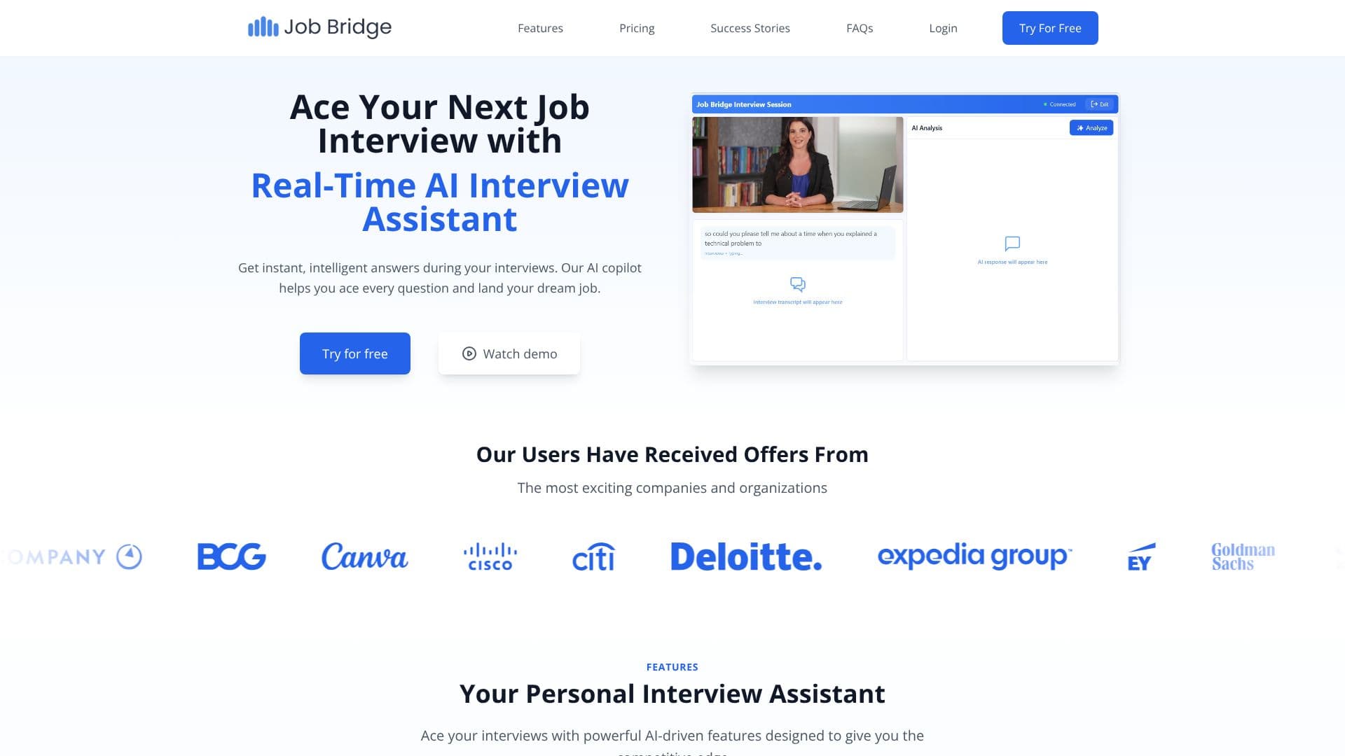 Screenshot von JobBridge AI Interview Assistant