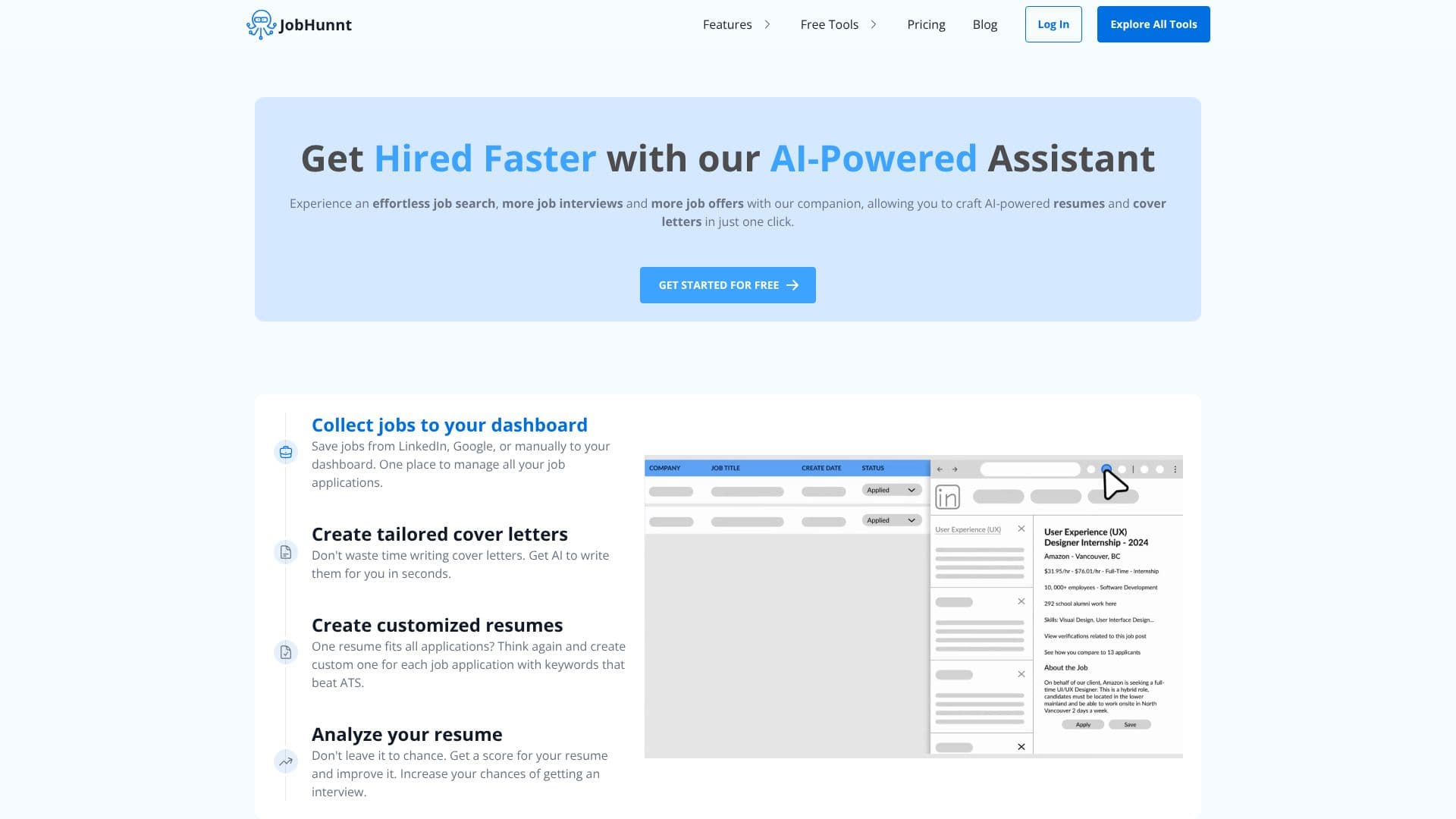 لقطة شاشة لـ مساعد JobHunnt بالذكاء الاصطناعي
